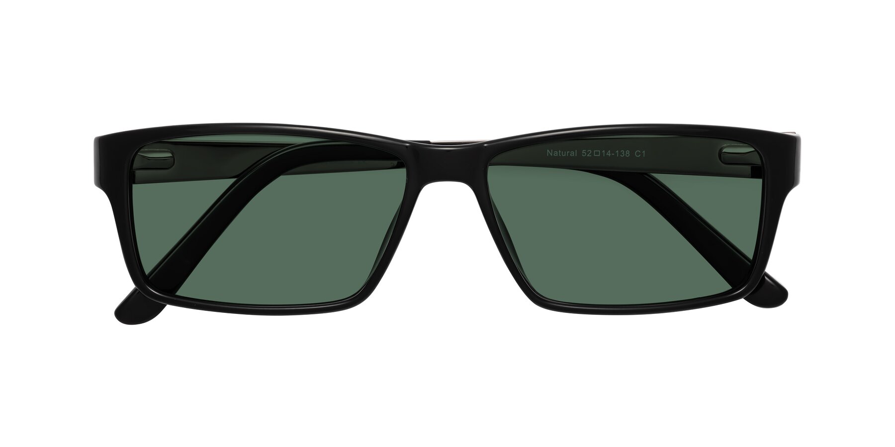 Folded Front of Natural in Black with Green Polarized Lenses