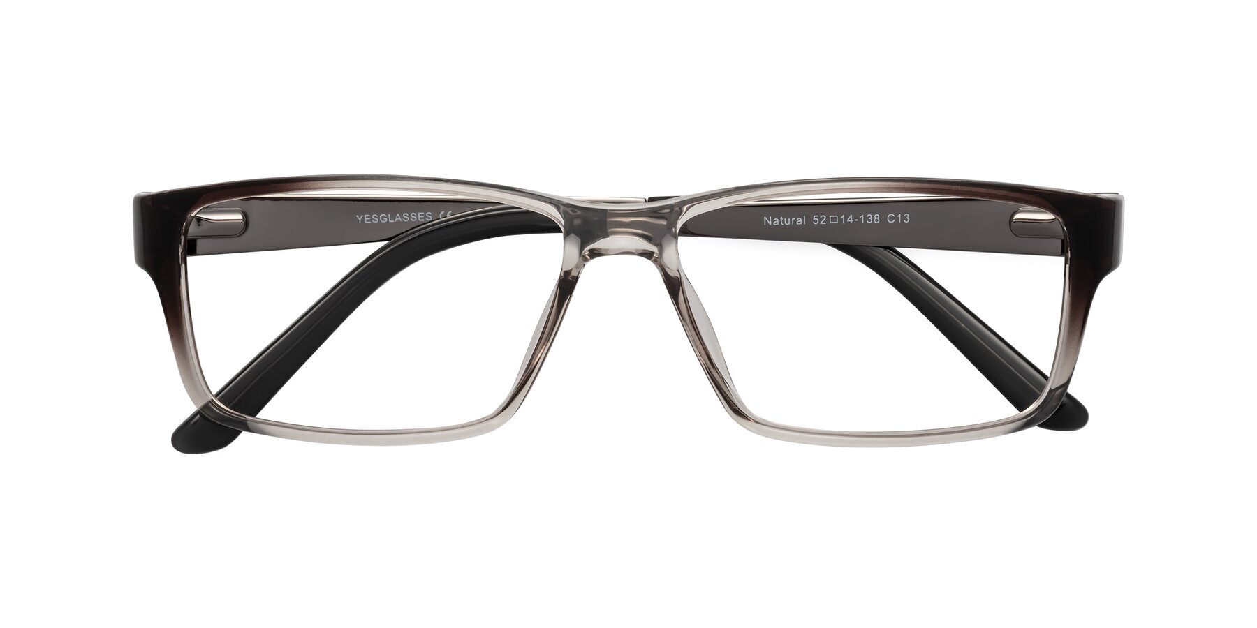 Folded Front of Natural in Gradient Gray with Clear Eyeglass Lenses