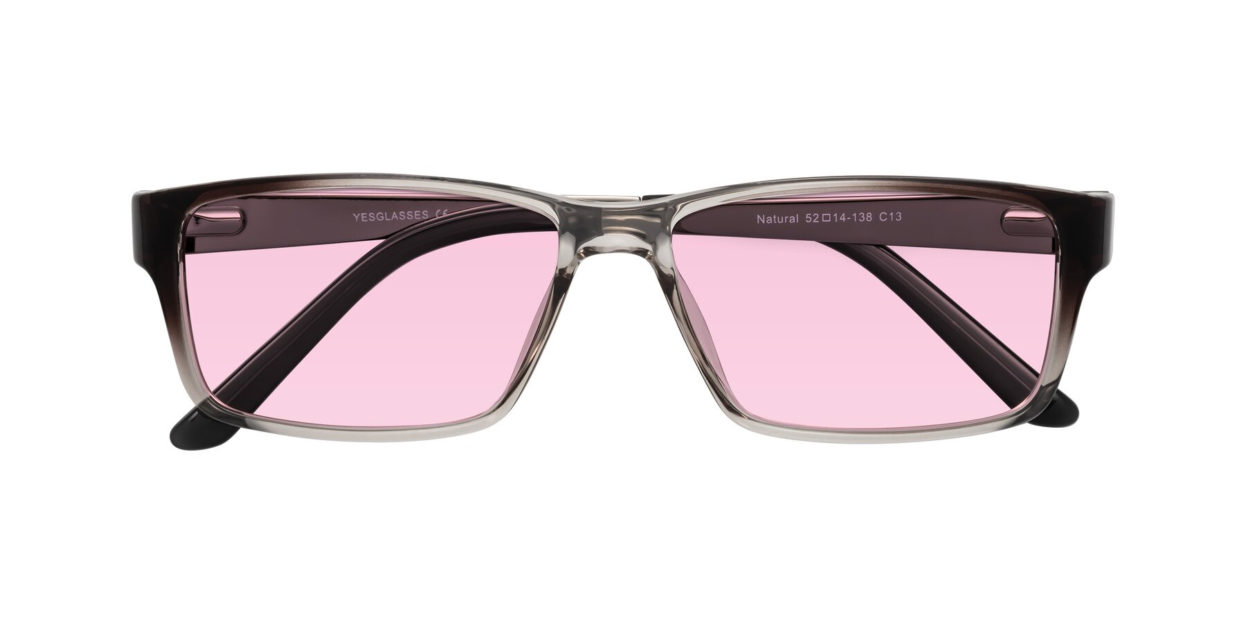 Folded Front of Natural in Gradient Gray with Light Pink Tinted Lenses