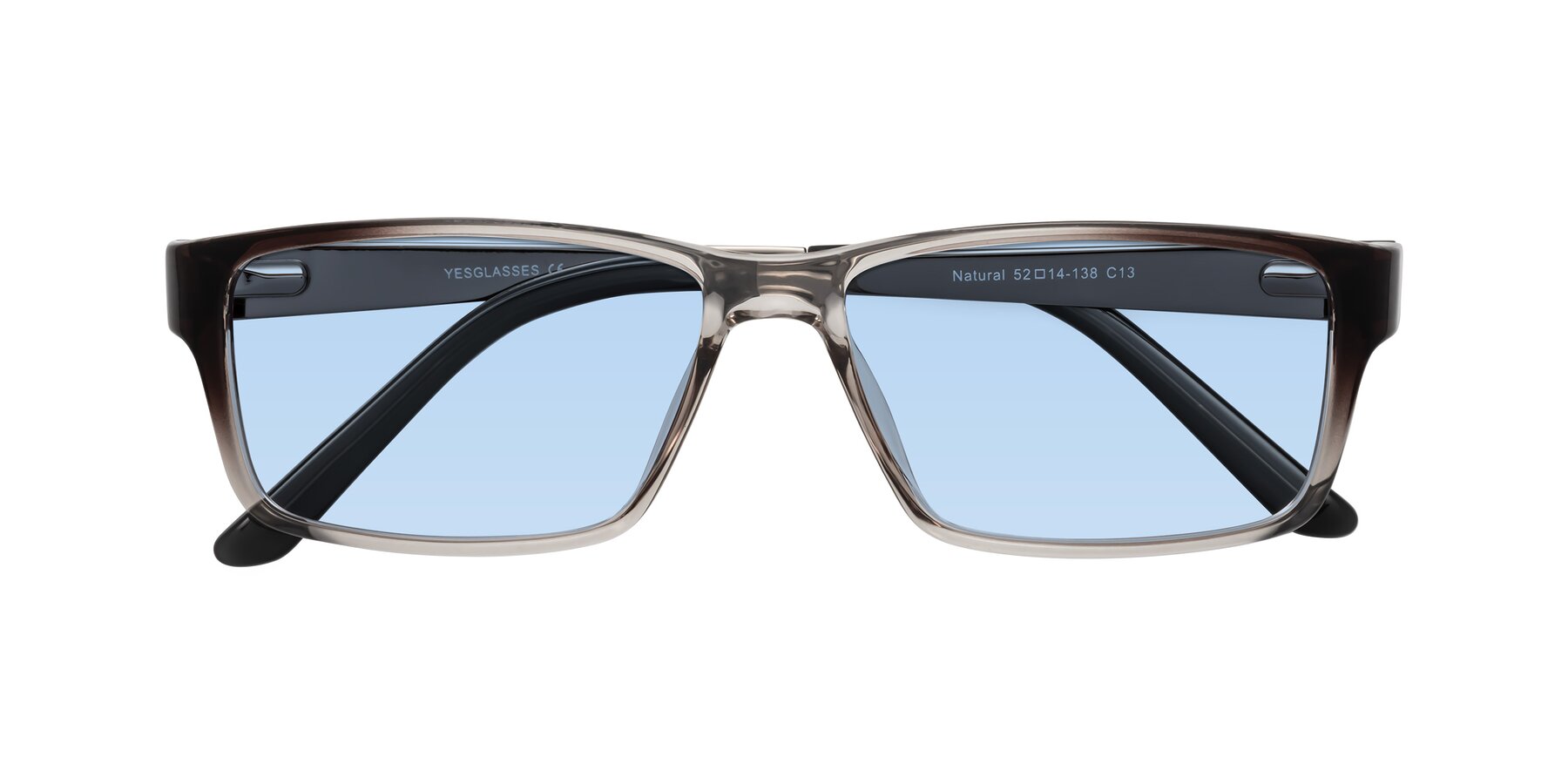 Folded Front of Natural in Gradient Gray with Light Blue Tinted Lenses