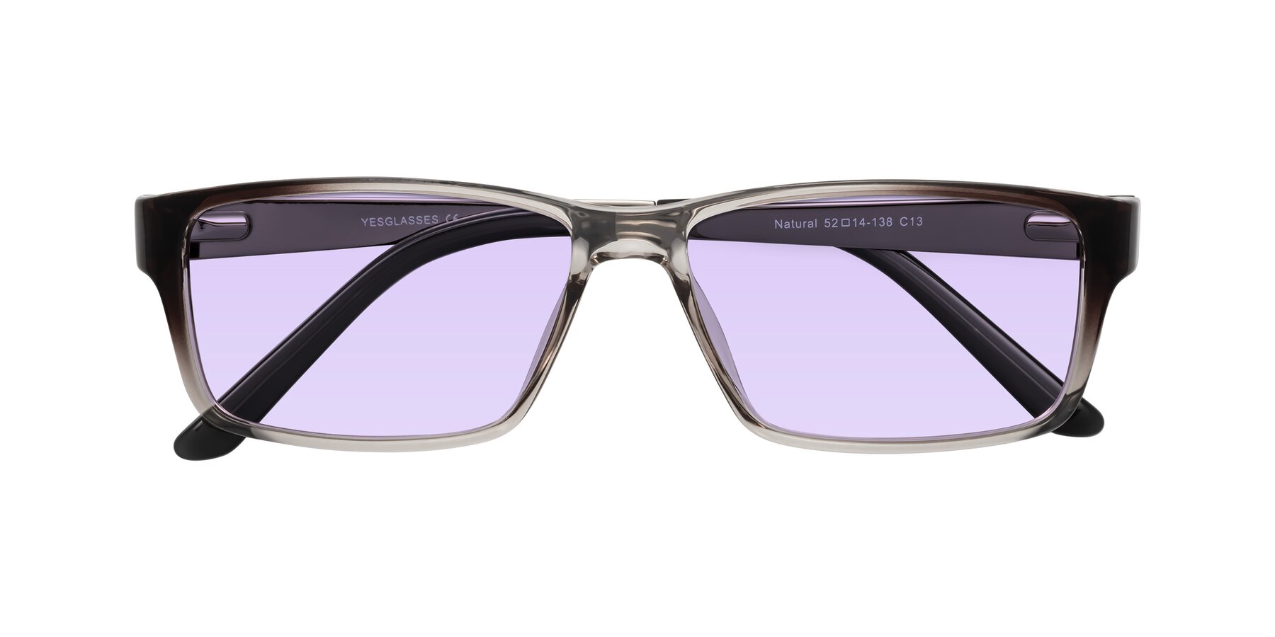 Folded Front of Natural in Gradient Gray with Light Purple Tinted Lenses