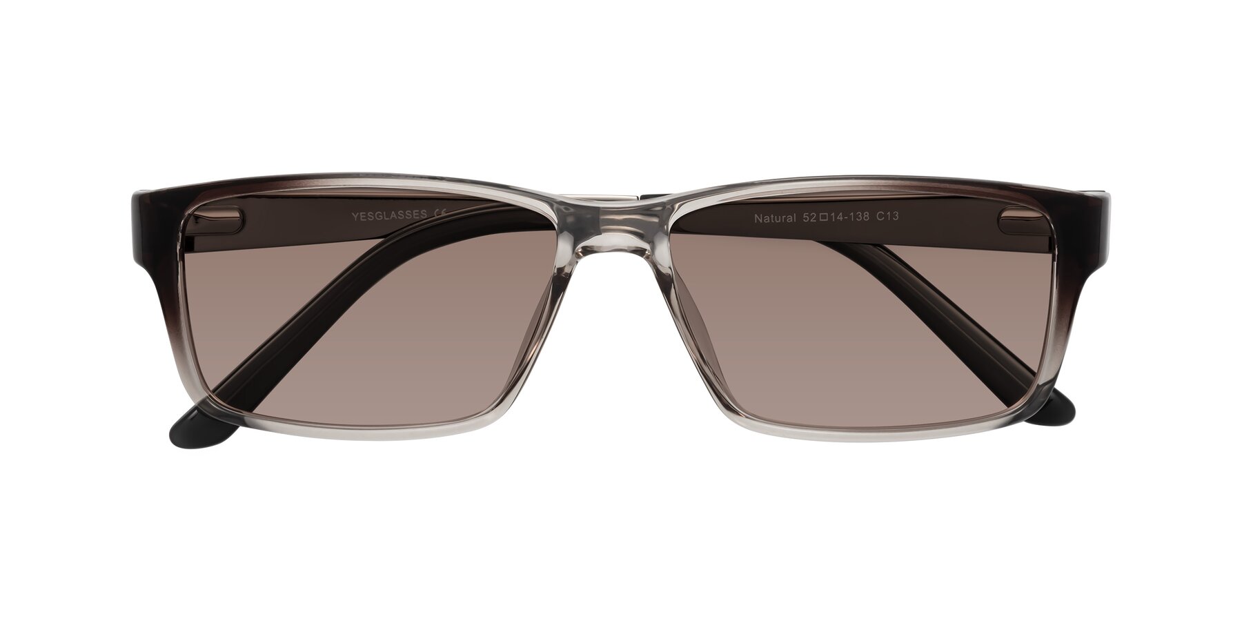 Folded Front of Natural in Gradient Gray with Medium Brown Tinted Lenses