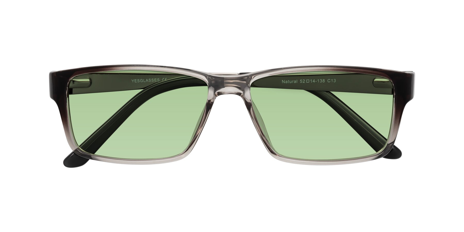 Folded Front of Natural in Gradient Gray with Medium Green Tinted Lenses