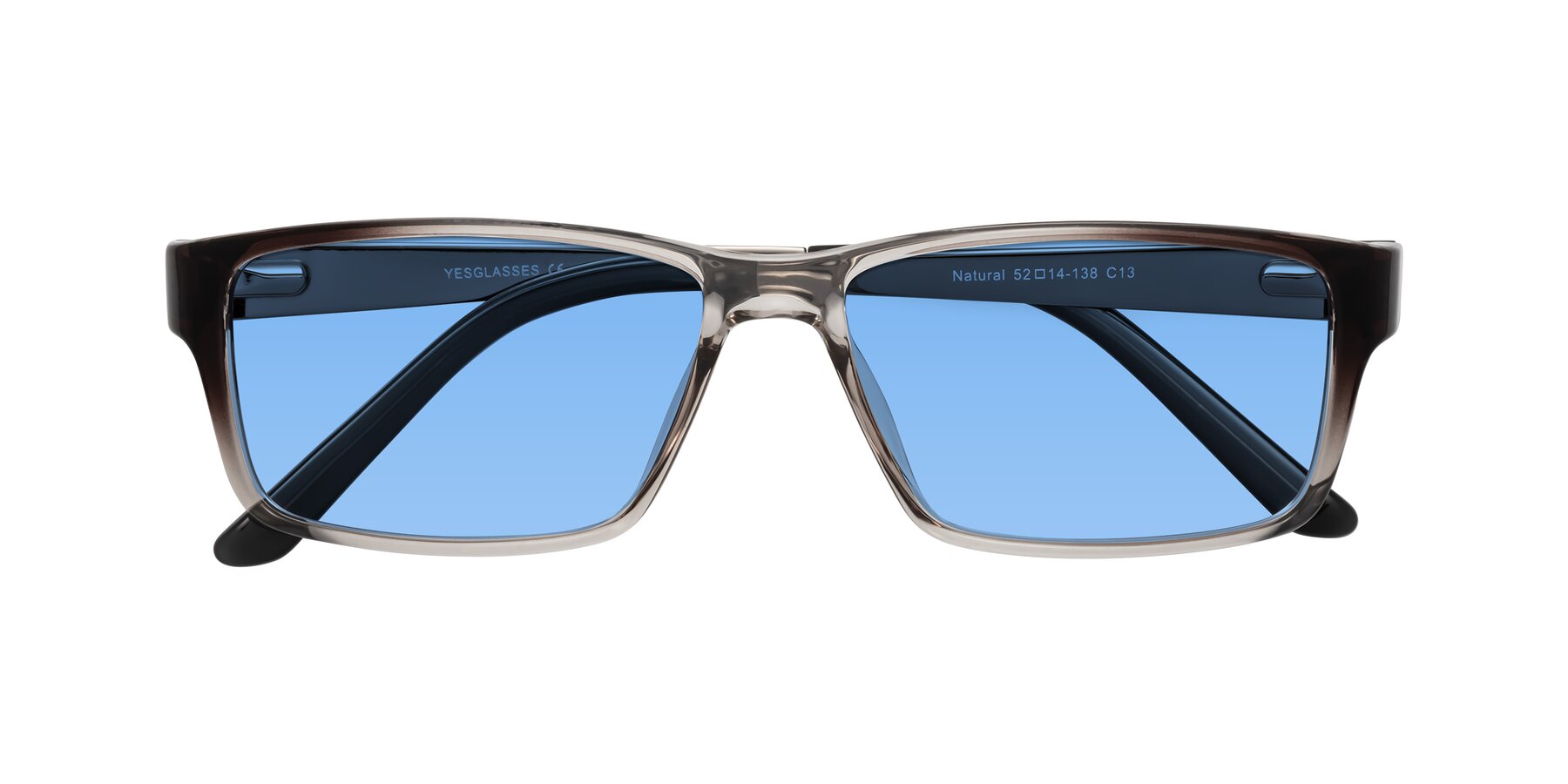 Folded Front of Natural in Gradient Gray with Medium Blue Tinted Lenses