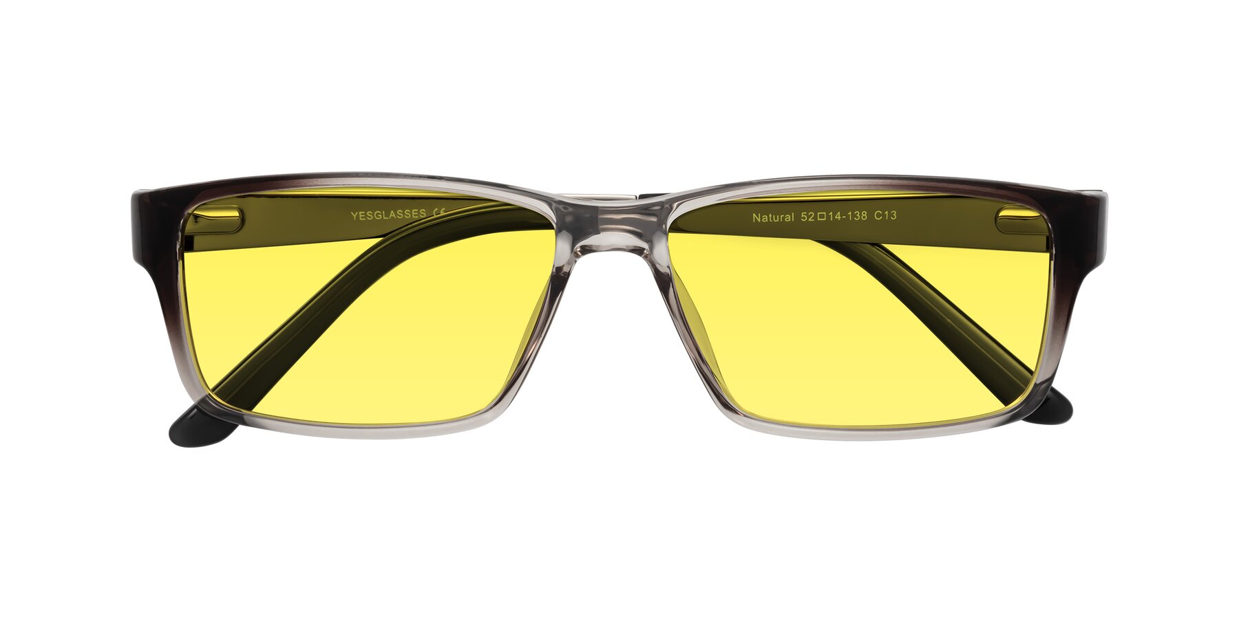 Folded Front of Natural in Gradient Gray with Medium Yellow Tinted Lenses