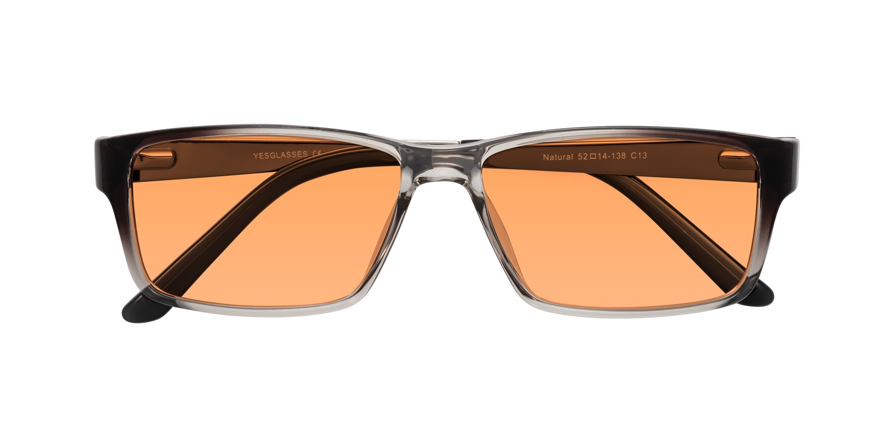 Folded Front of Natural in Gradient Gray with Medium Orange Tinted Lenses