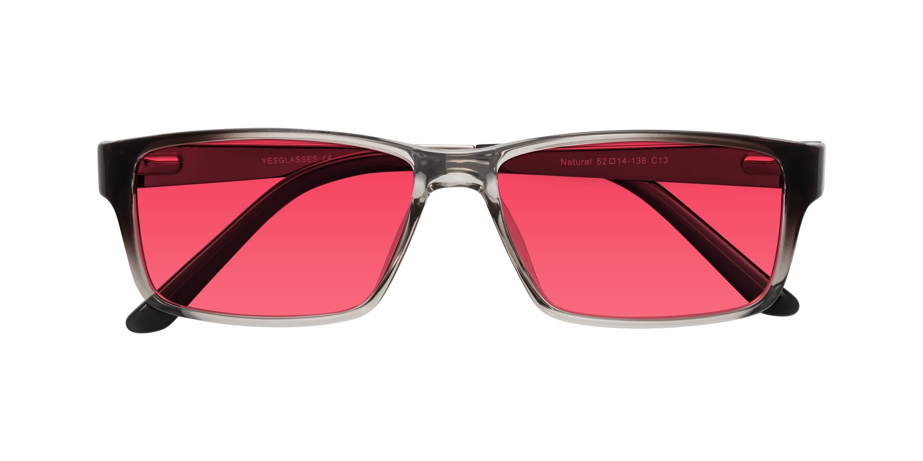 Folded Front of Natural in Gradient Gray with Red Tinted Lenses