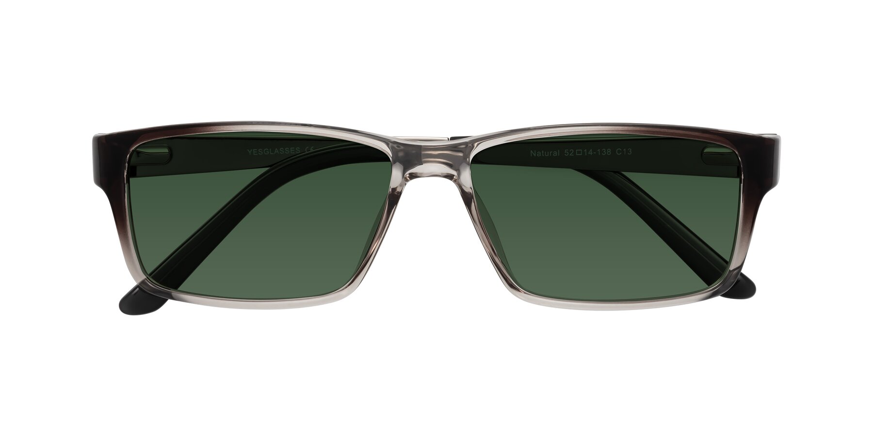 Folded Front of Natural in Gradient Gray with Green Tinted Lenses