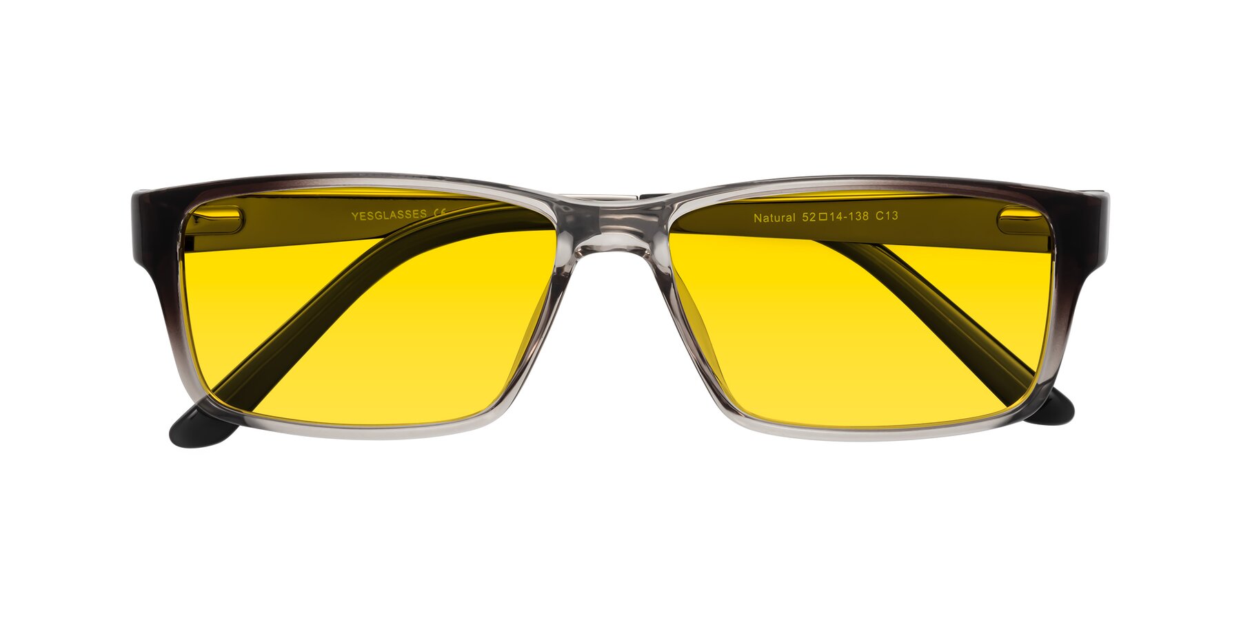 Folded Front of Natural in Gradient Gray with Yellow Tinted Lenses