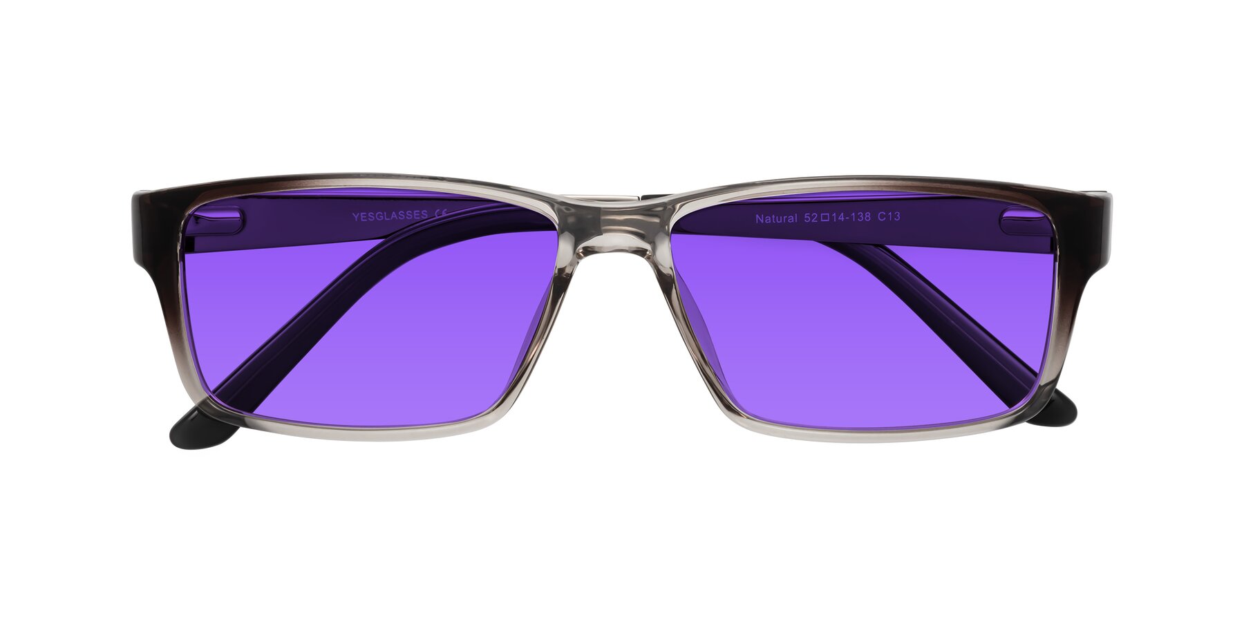 Folded Front of Natural in Gradient Gray with Purple Tinted Lenses