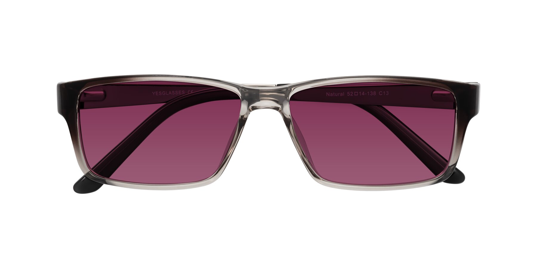 Folded Front of Natural in Gradient Gray with Wine Tinted Lenses