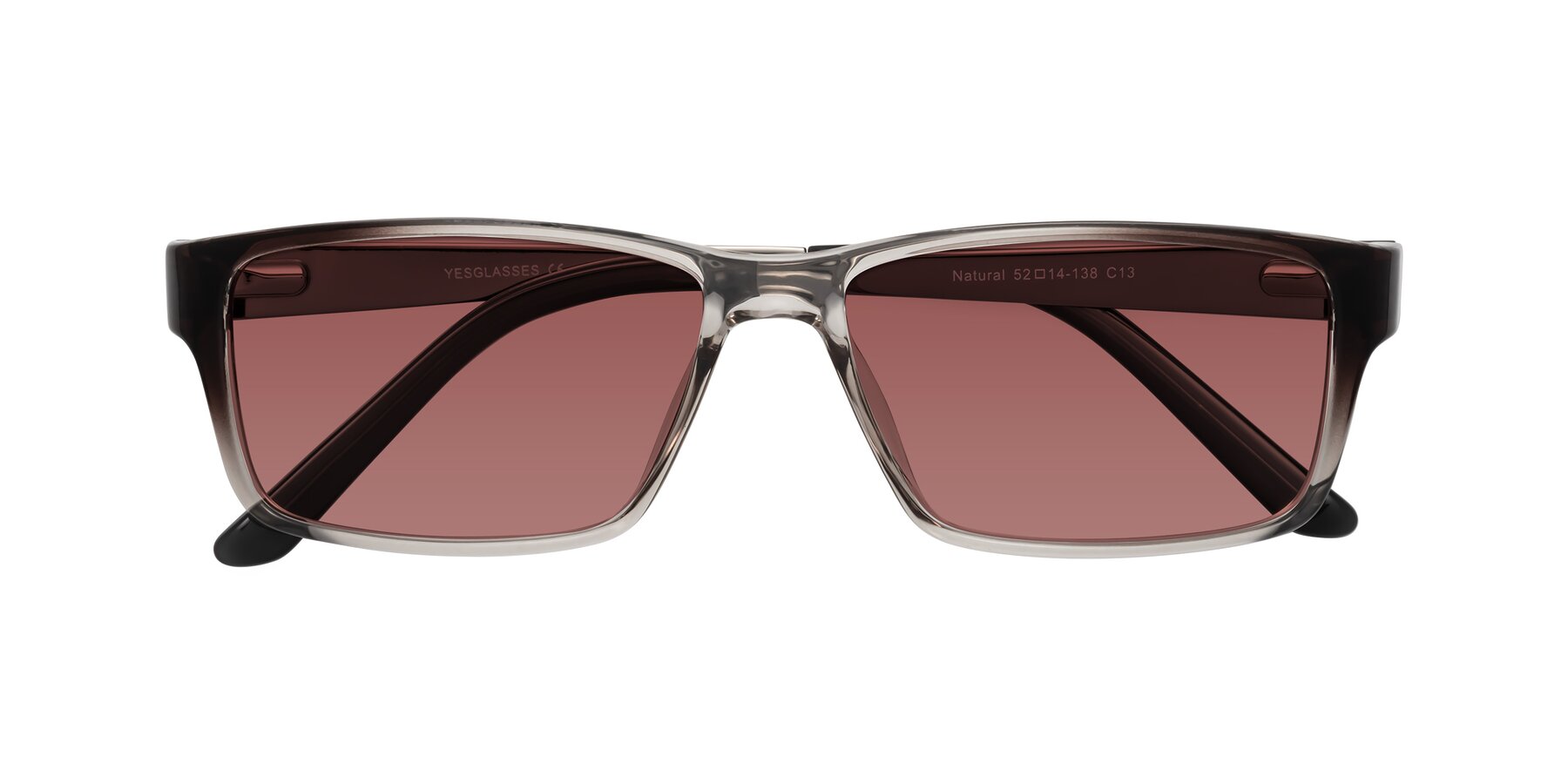 Folded Front of Natural in Gradient Gray with Garnet Tinted Lenses