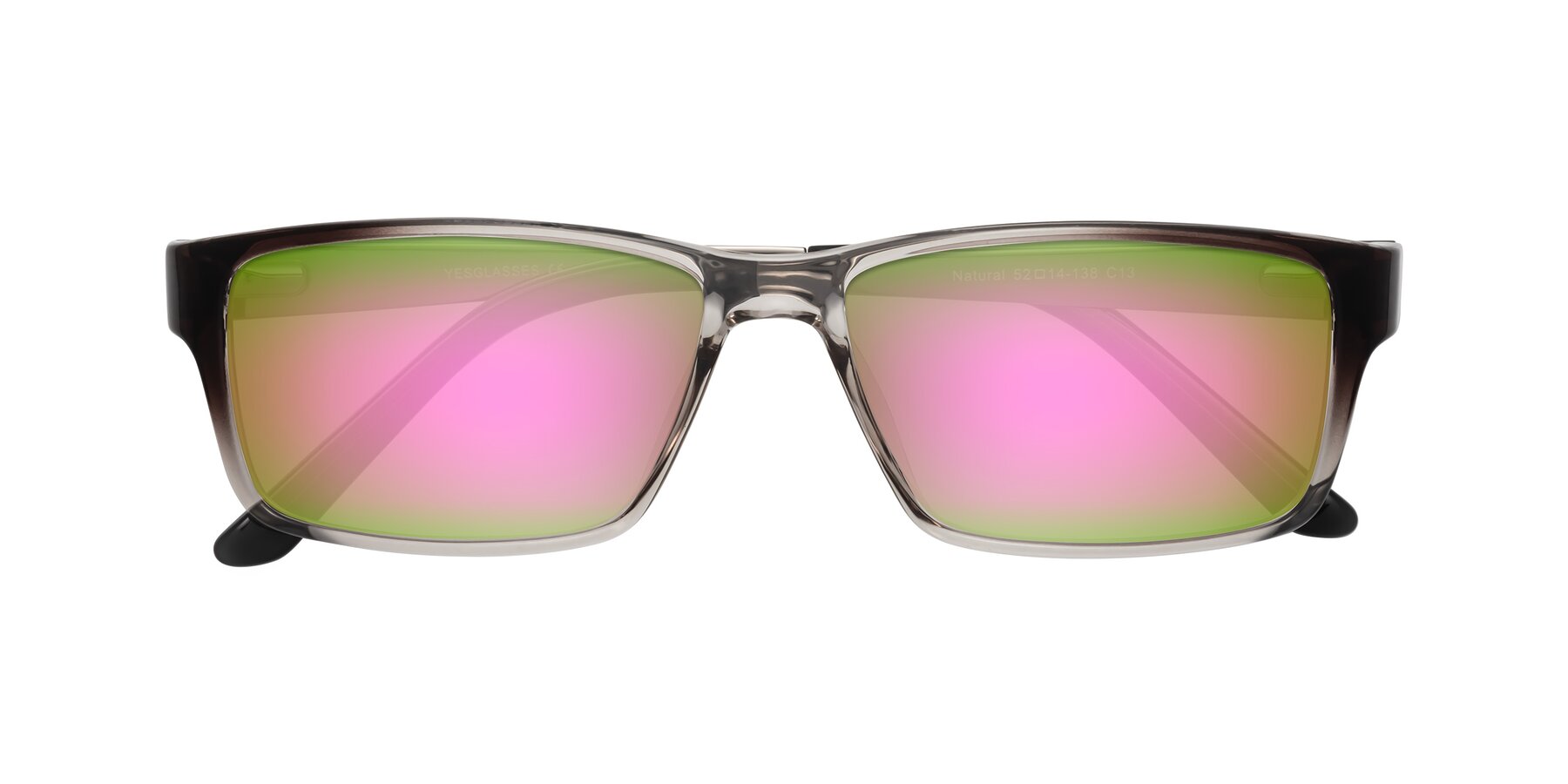 Folded Front of Natural in Gradient Gray with Pink Mirrored Lenses