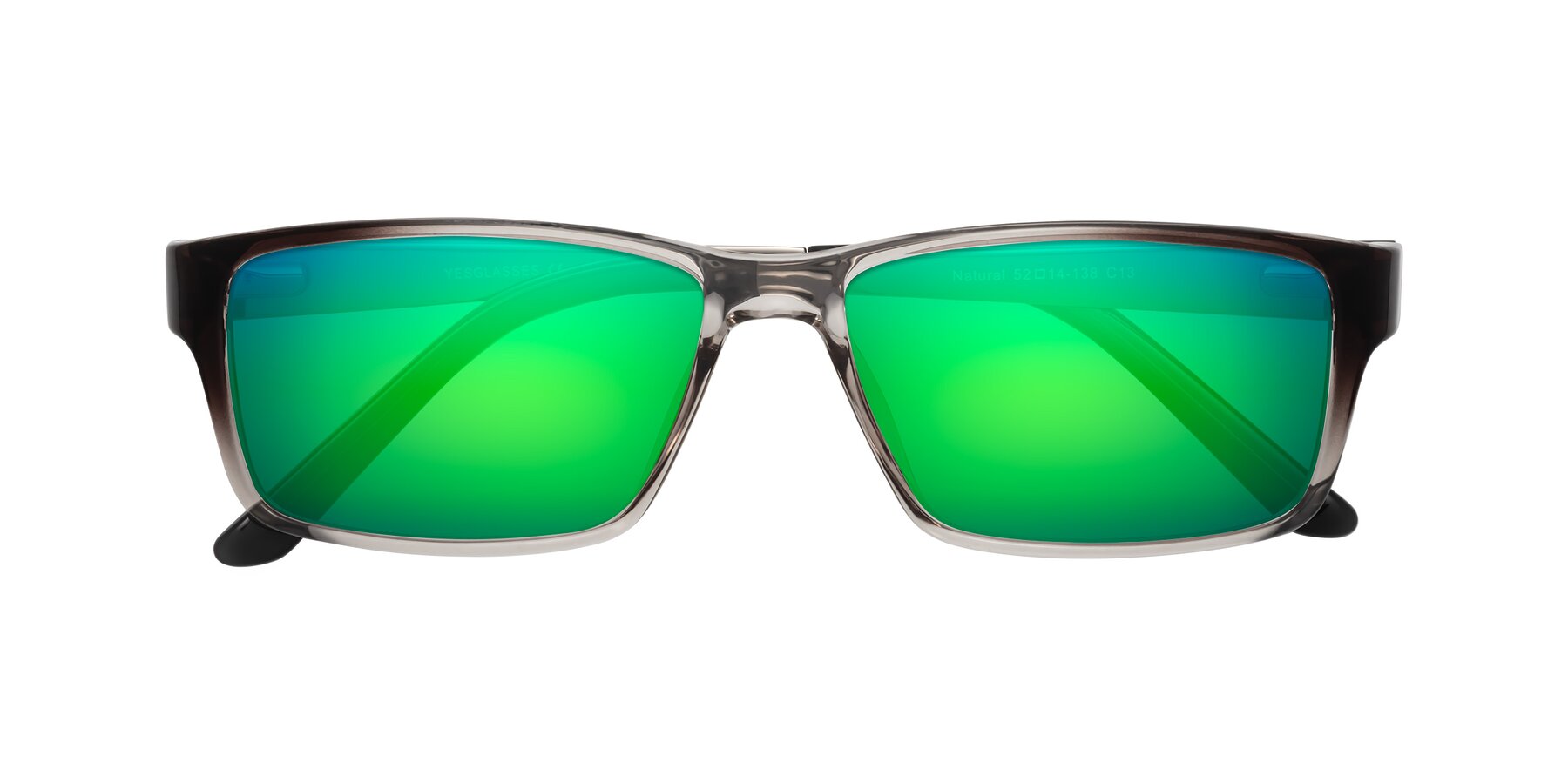 Folded Front of Natural in Gradient Gray with Green Mirrored Lenses