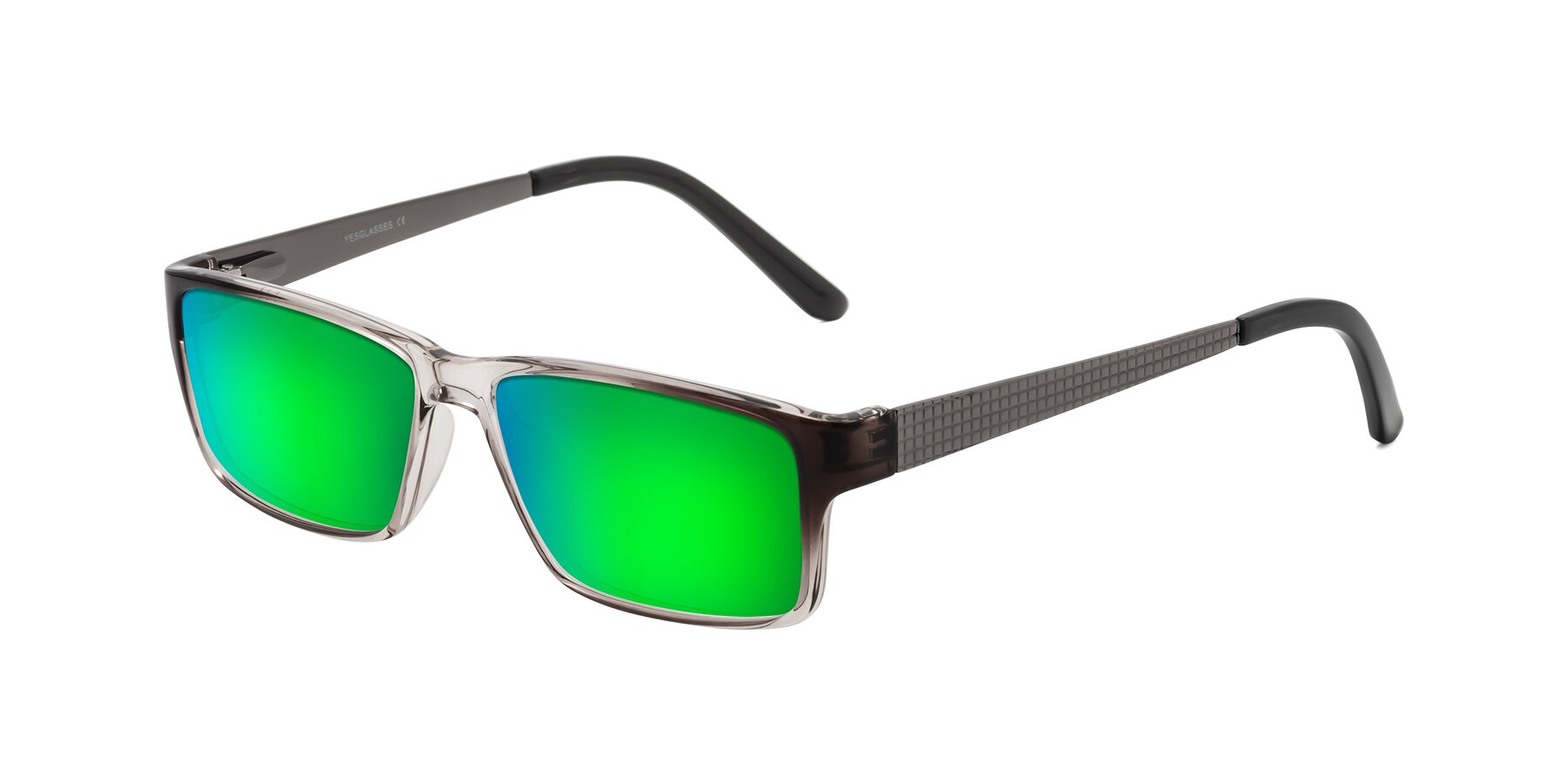 Angle of Natural in Gradient Gray with Green Mirrored Lenses