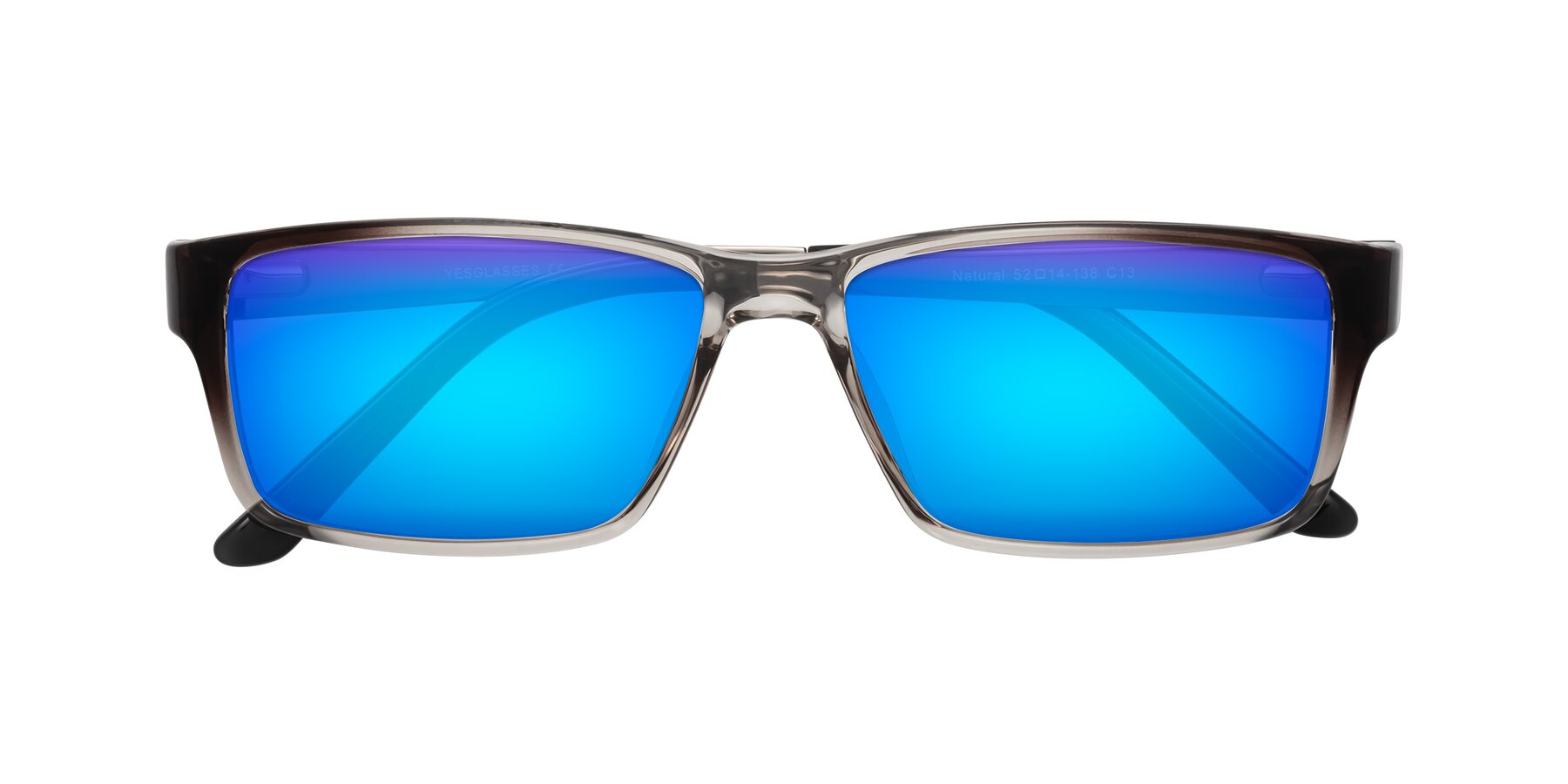 Folded Front of Natural in Gradient Gray with Blue Mirrored Lenses