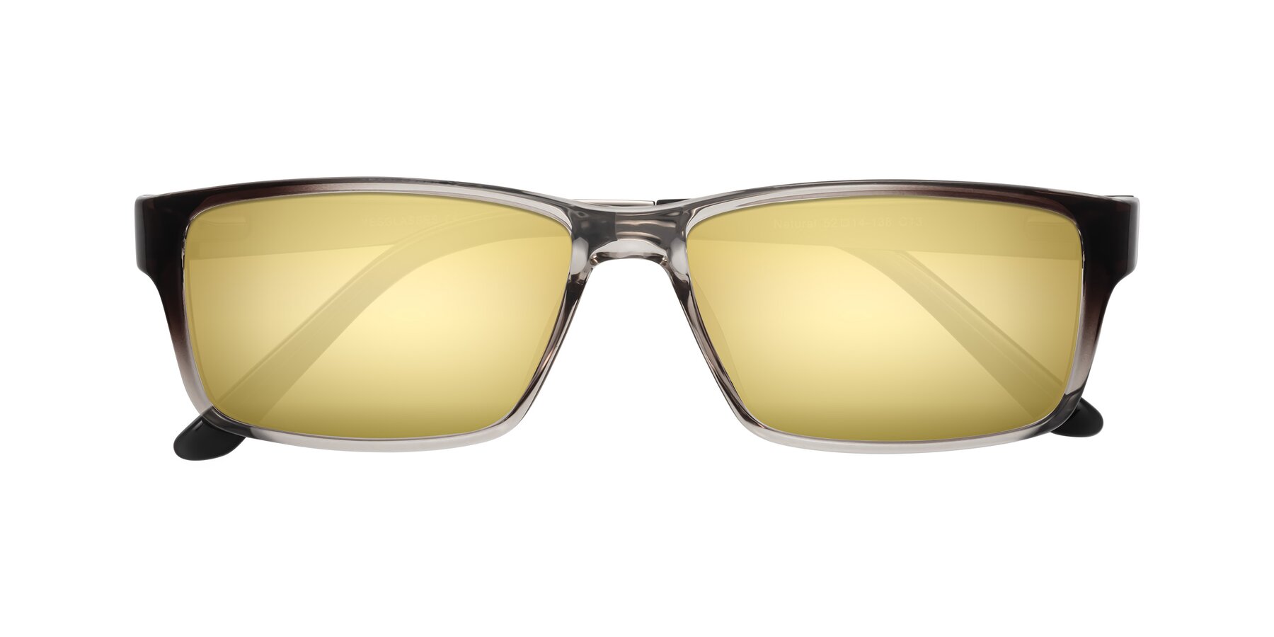 Folded Front of Natural in Gradient Gray with Gold Mirrored Lenses