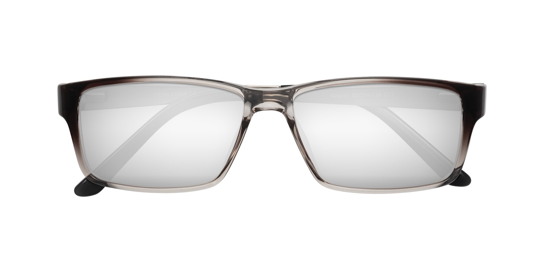 Folded Front of Natural in Gradient Gray with Silver Mirrored Lenses