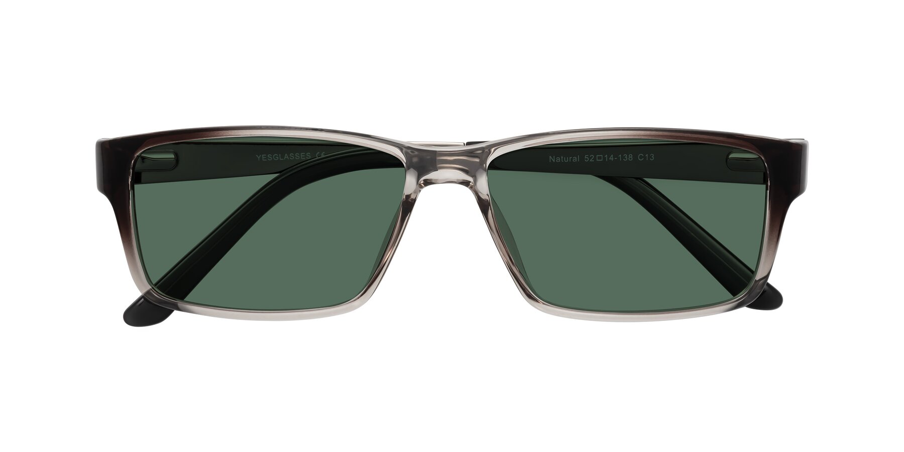 Folded Front of Natural in Gradient Gray with Green Polarized Lenses