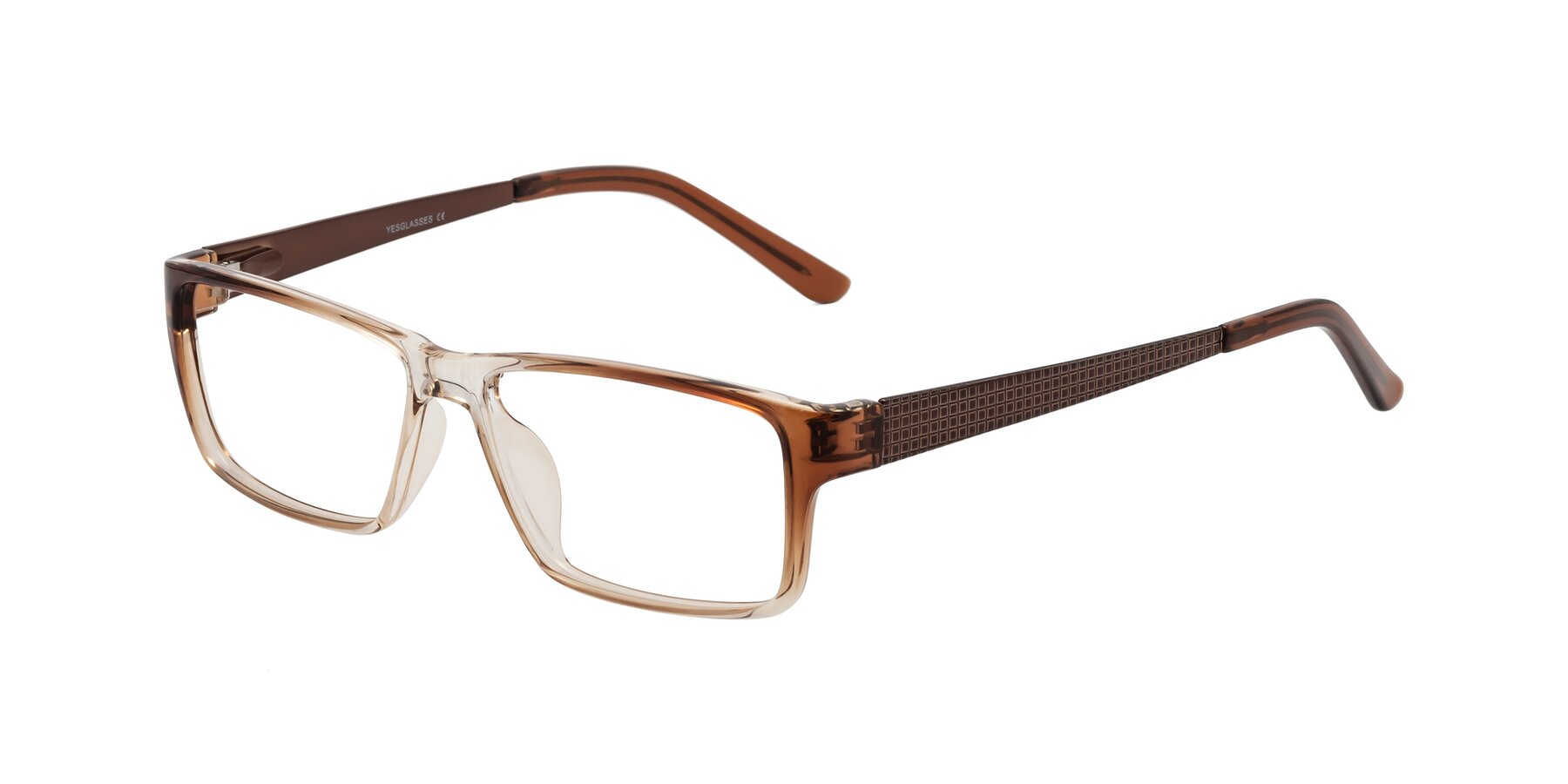 Angle of Natural in Gradient Brown with Clear Eyeglass Lenses