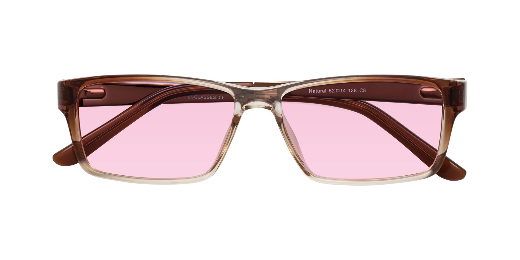 Folded Front of Natural in Gradient Brown with Light Pink Tinted Lenses