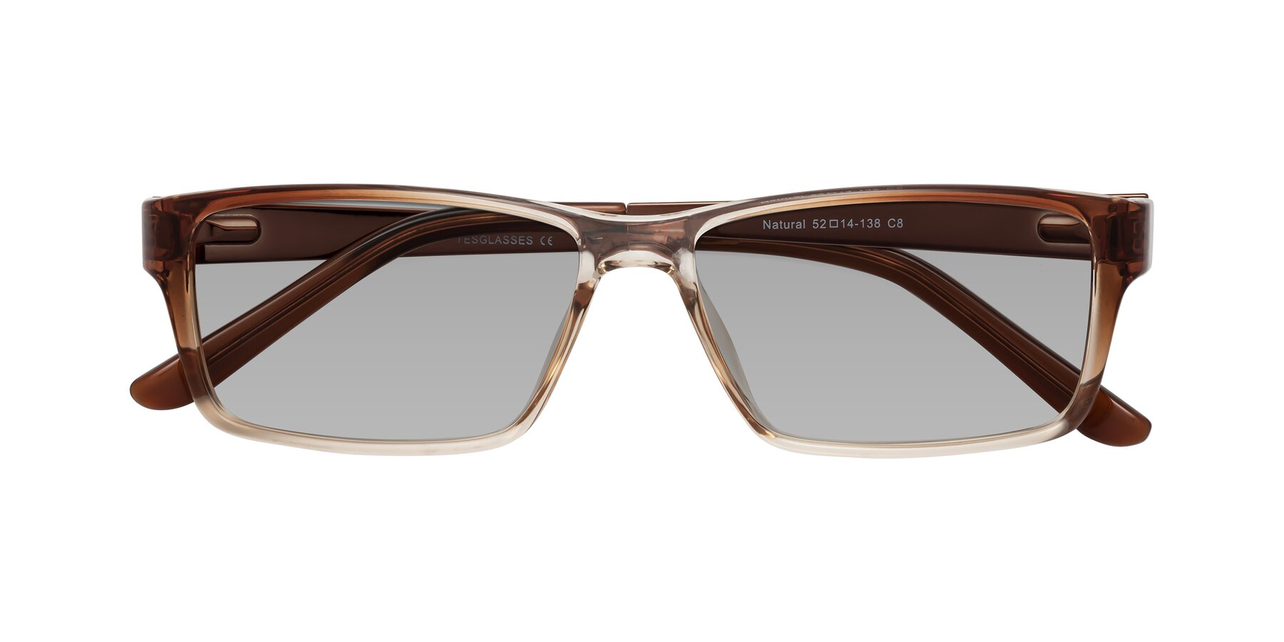 Folded Front of Natural in Gradient Brown with Light Gray Tinted Lenses