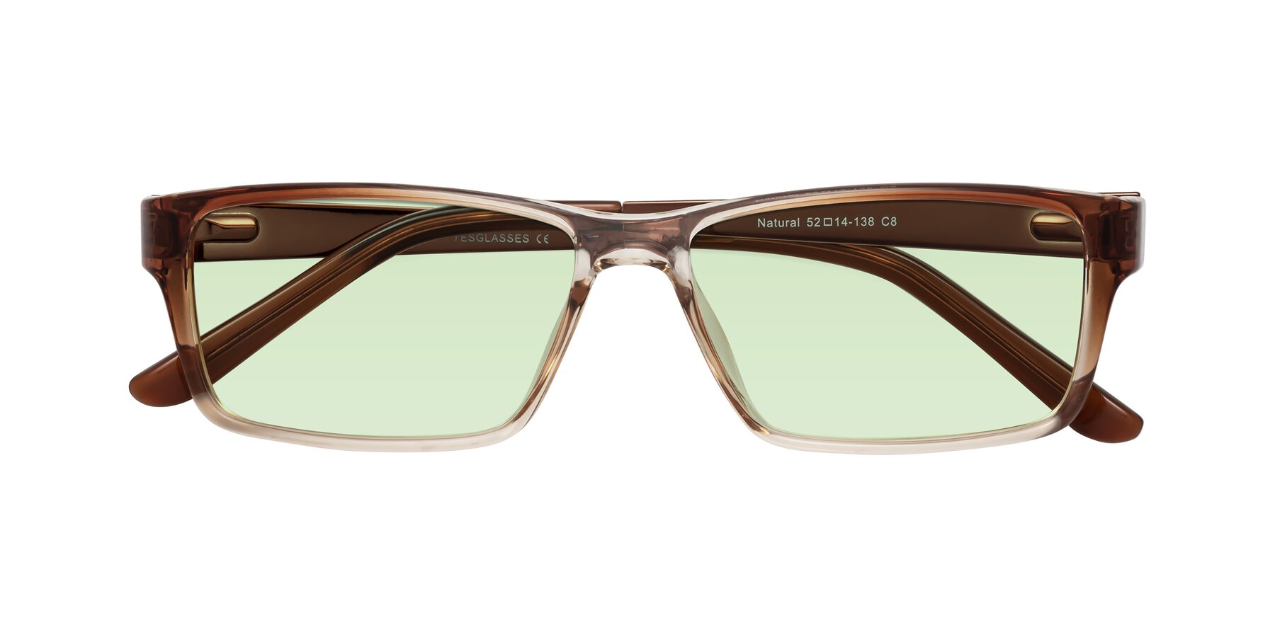 Folded Front of Natural in Gradient Brown with Light Green Tinted Lenses