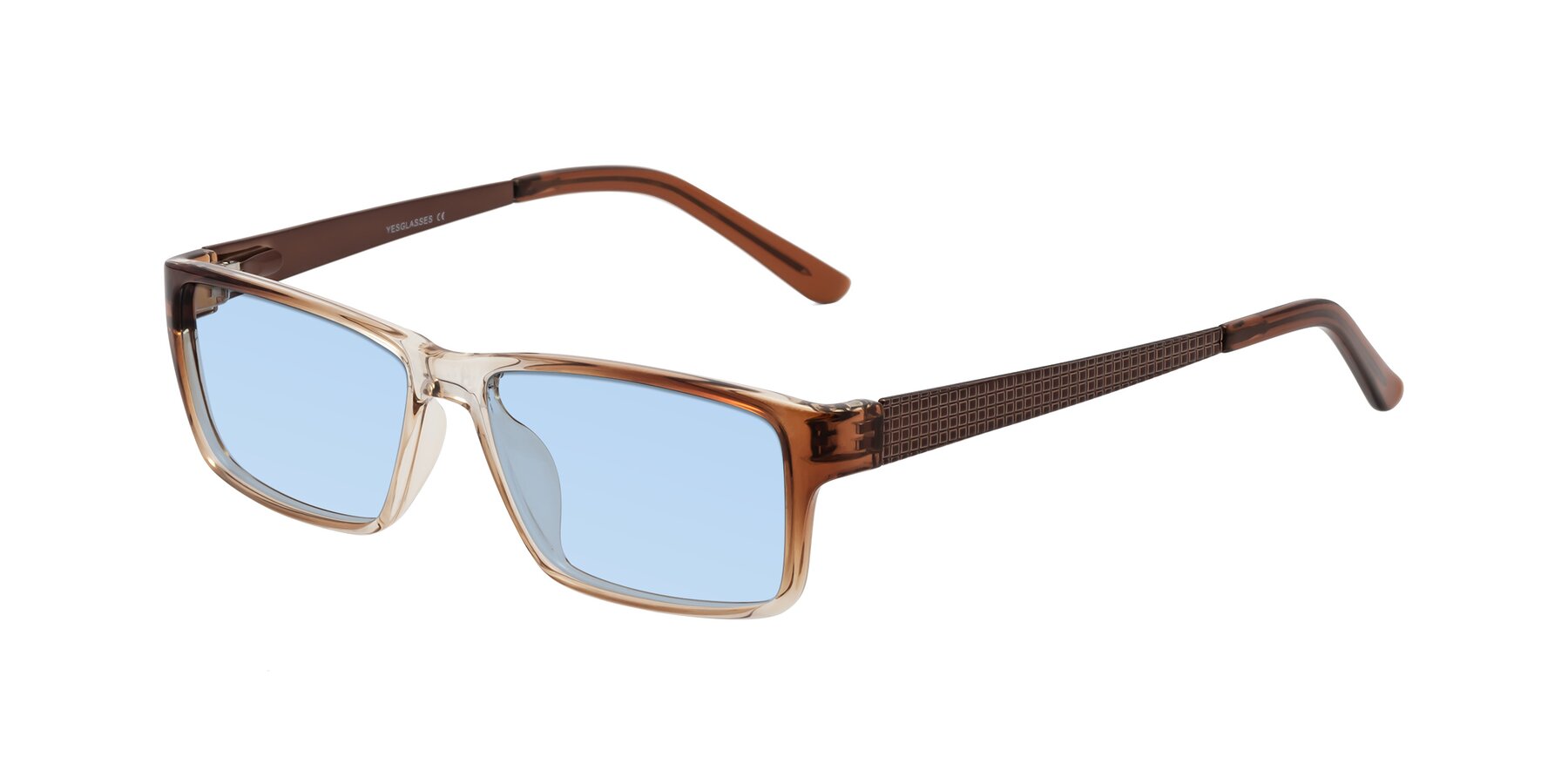 Angle of Natural in Gradient Brown with Light Blue Tinted Lenses