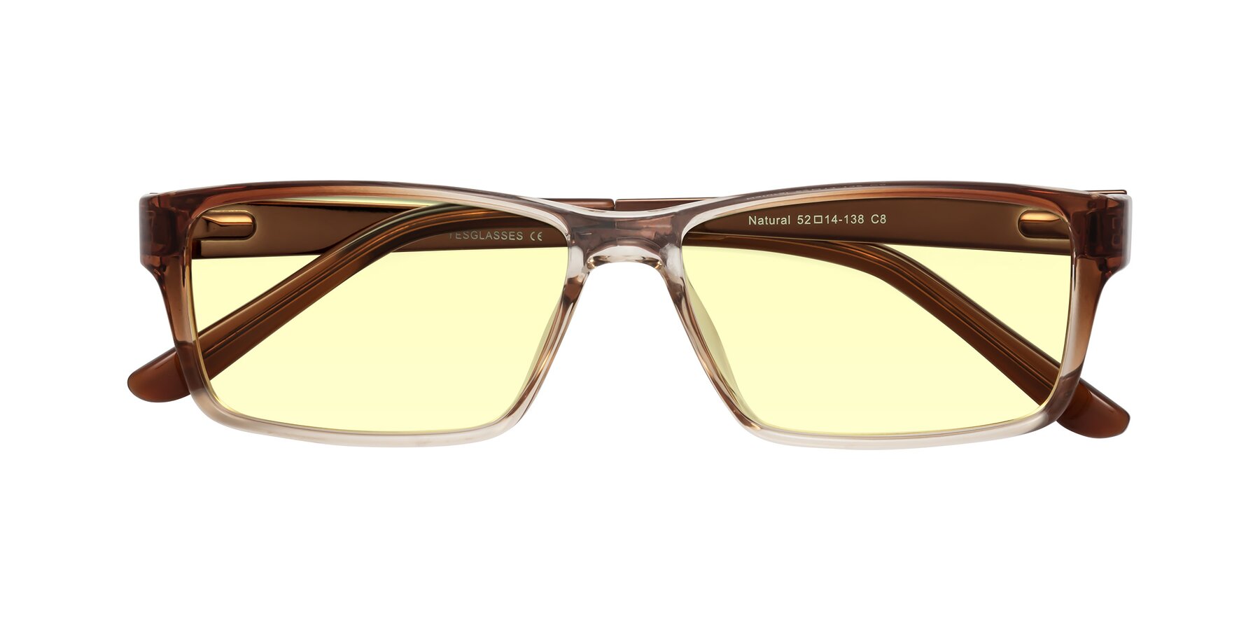 Folded Front of Natural in Gradient Brown with Light Yellow Tinted Lenses