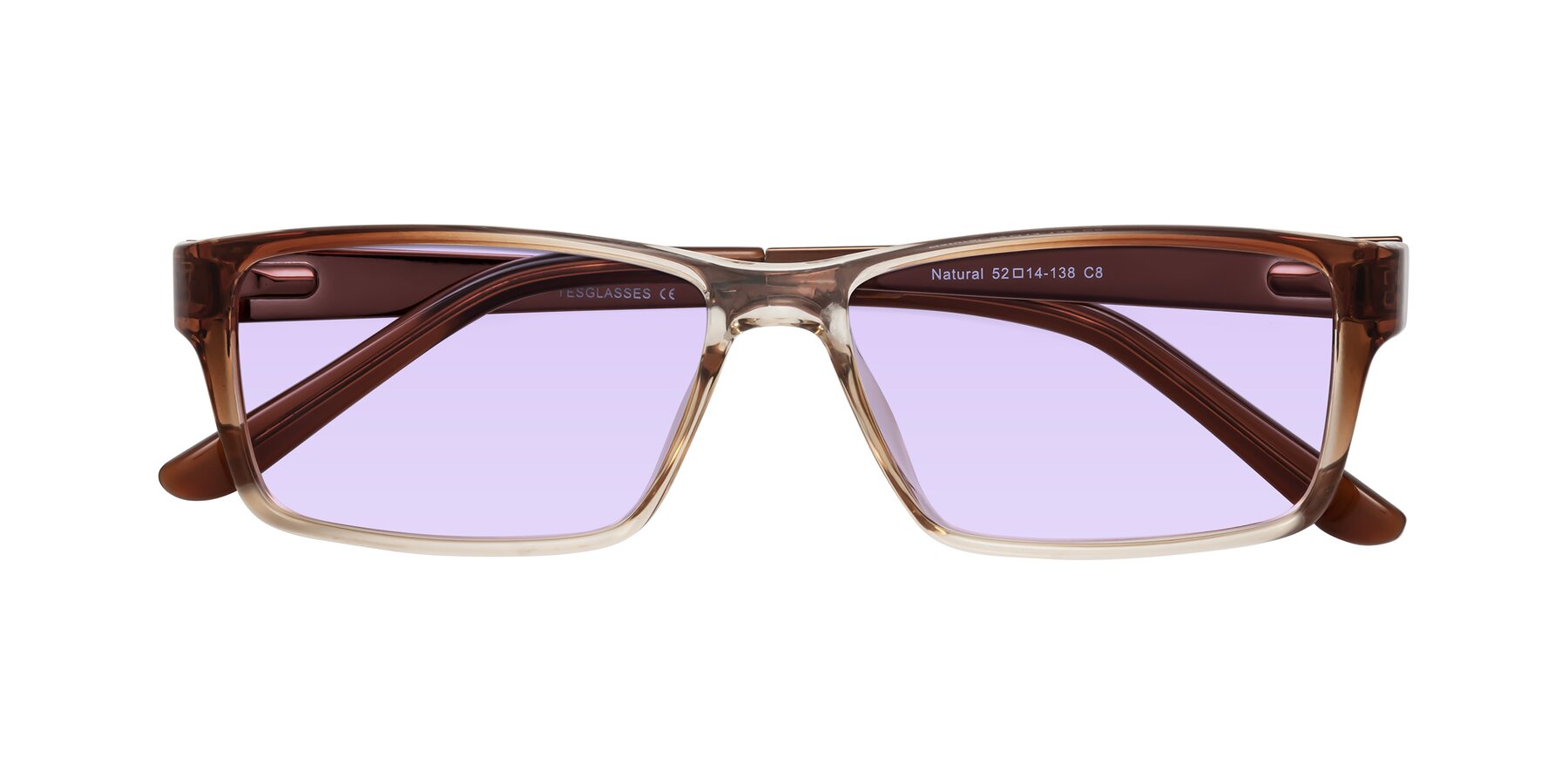 Folded Front of Natural in Gradient Brown with Light Purple Tinted Lenses