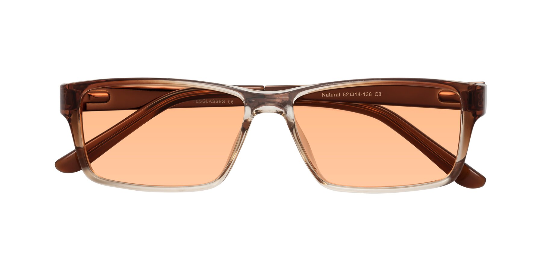 Folded Front of Natural in Gradient Brown with Light Orange Tinted Lenses