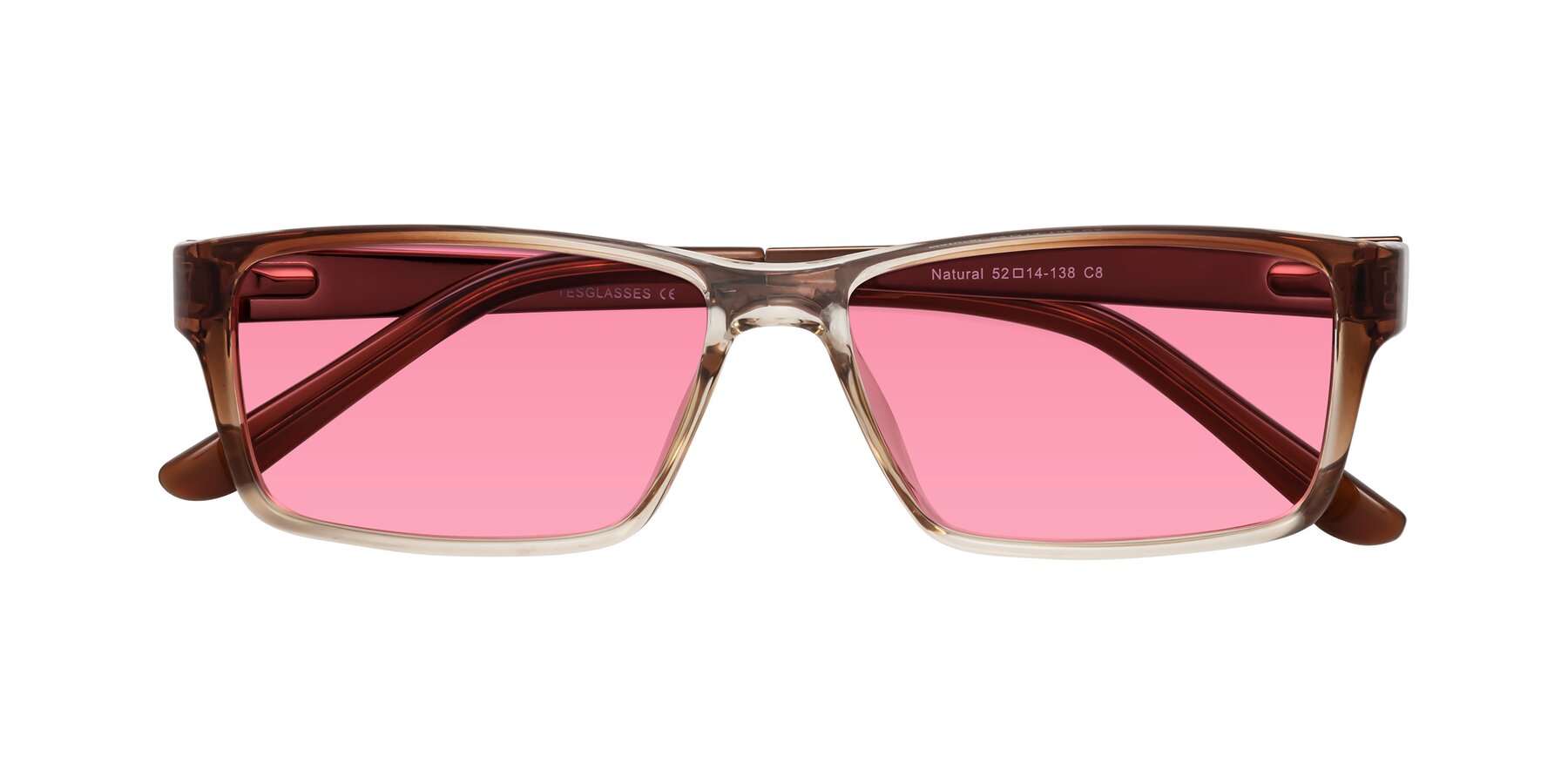 Folded Front of Natural in Gradient Brown with Pink Tinted Lenses