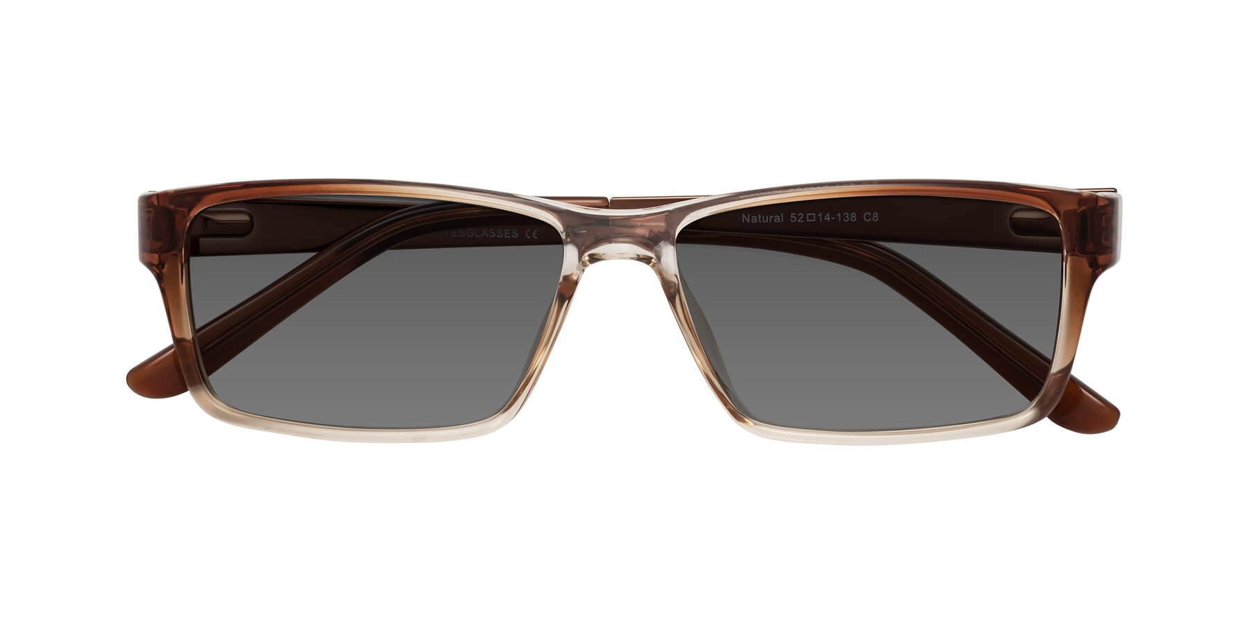 Folded Front of Natural in Gradient Brown with Medium Gray Tinted Lenses