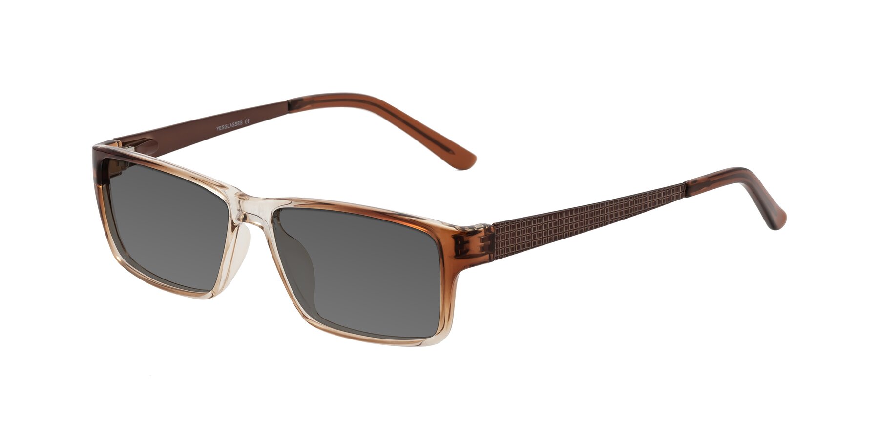 Angle of Natural in Gradient Brown with Medium Gray Tinted Lenses