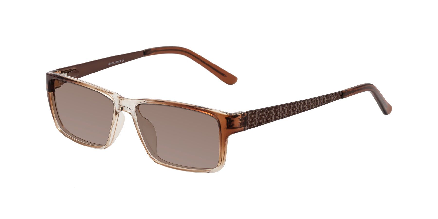 Angle of Natural in Gradient Brown with Medium Brown Tinted Lenses