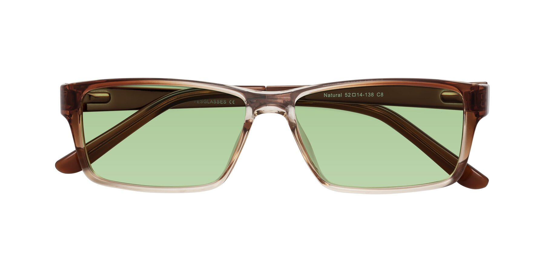 Folded Front of Natural in Gradient Brown with Medium Green Tinted Lenses