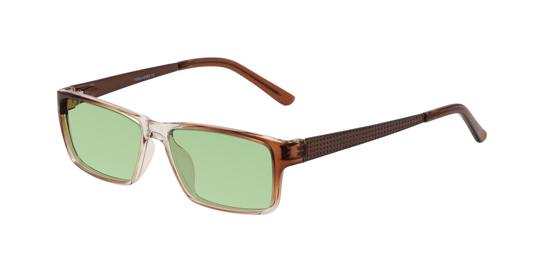 Angle of Natural in Gradient Brown with Medium Green Tinted Lenses