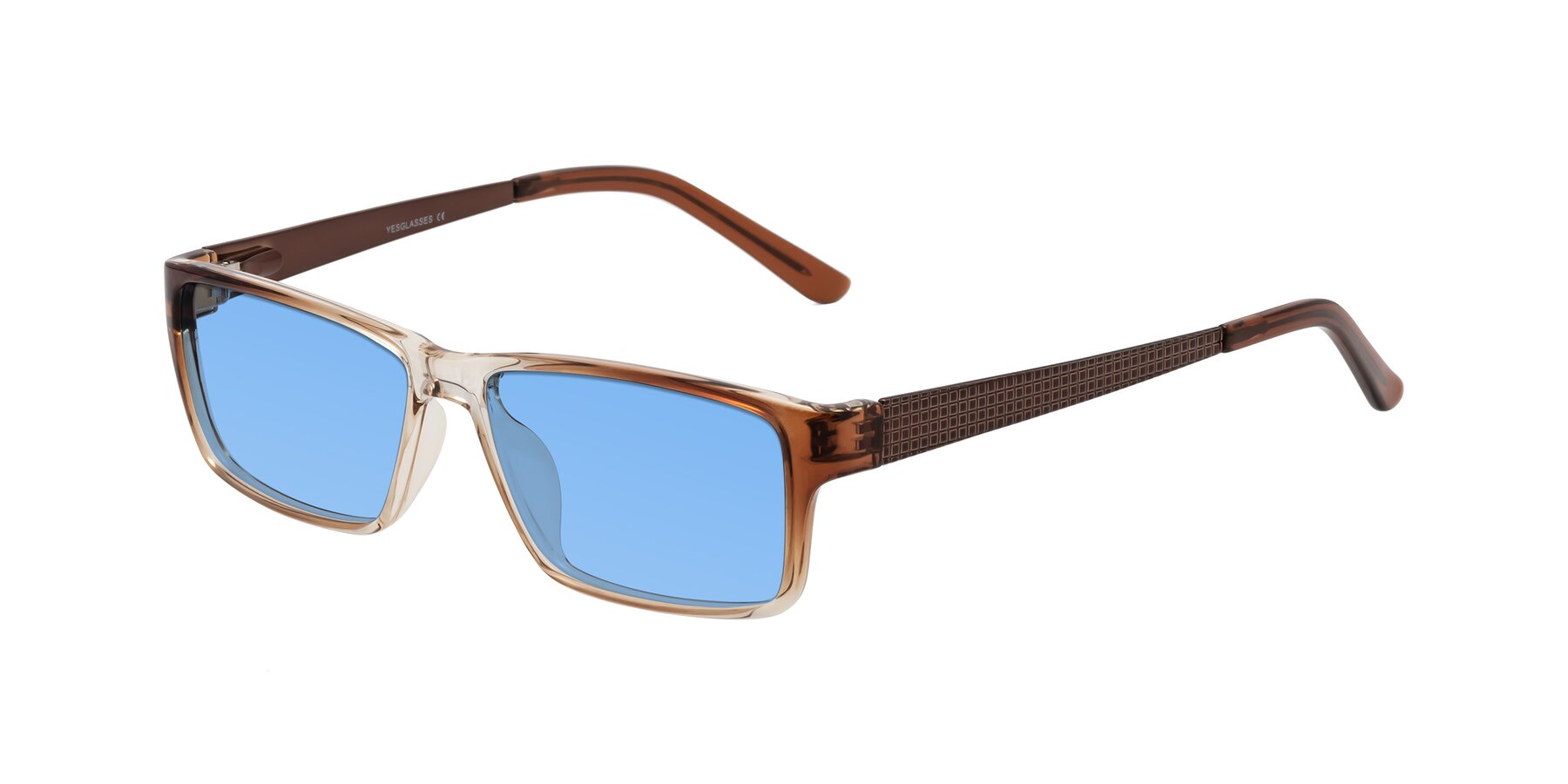 Angle of Natural in Gradient Brown with Medium Blue Tinted Lenses