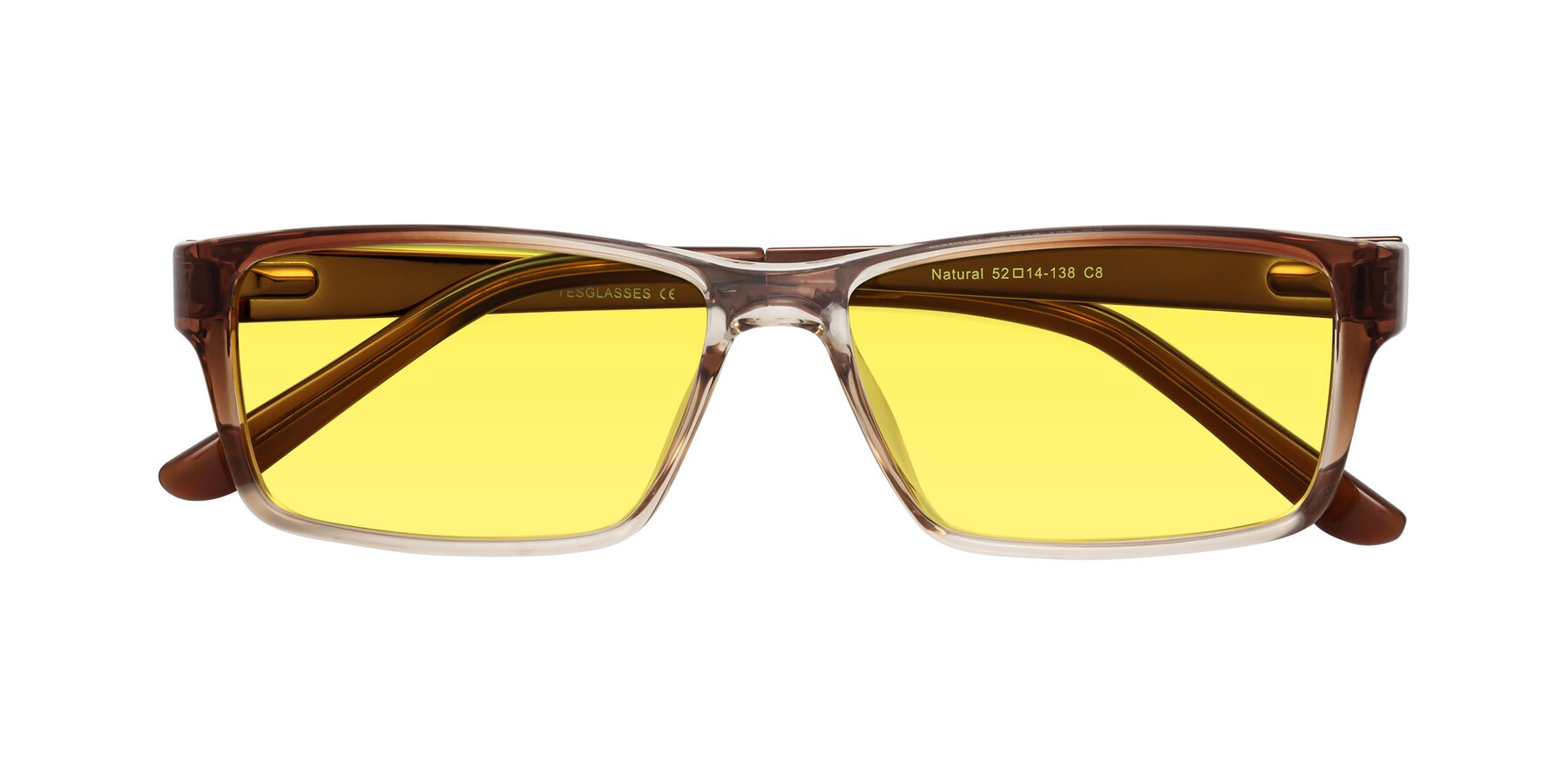 Folded Front of Natural in Gradient Brown with Medium Yellow Tinted Lenses