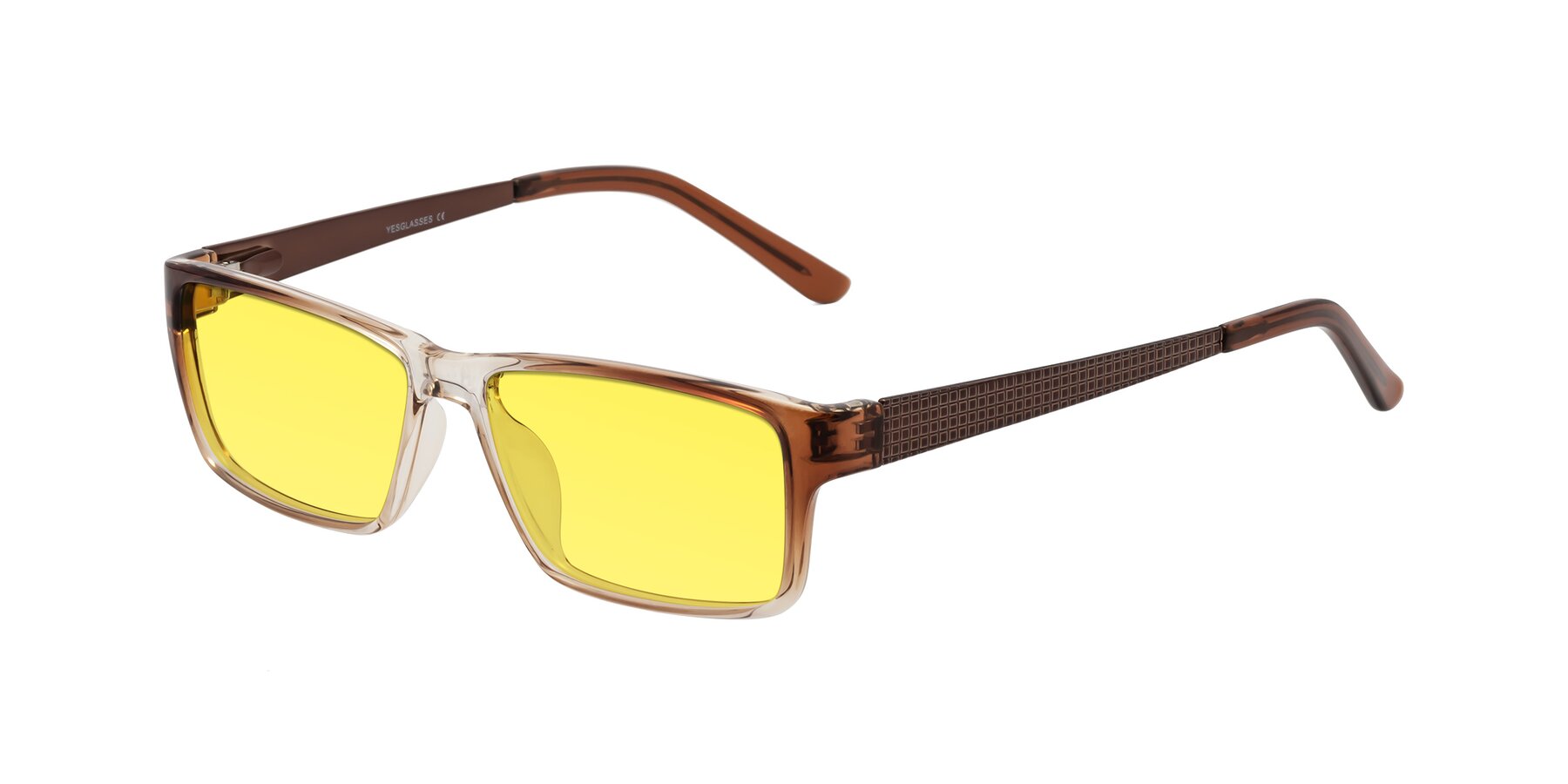 Angle of Natural in Gradient Brown with Medium Yellow Tinted Lenses