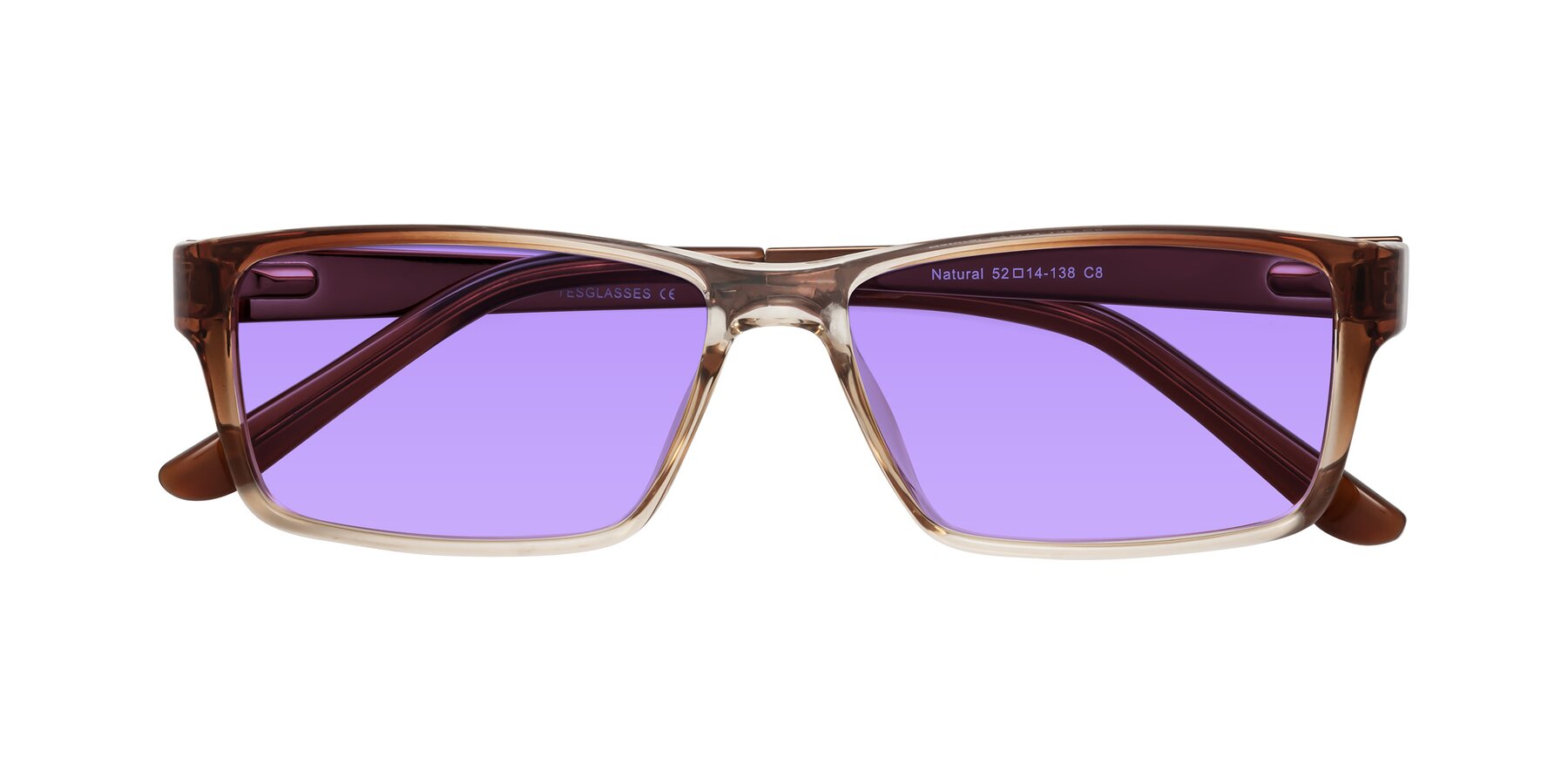 Folded Front of Natural in Gradient Brown with Medium Purple Tinted Lenses