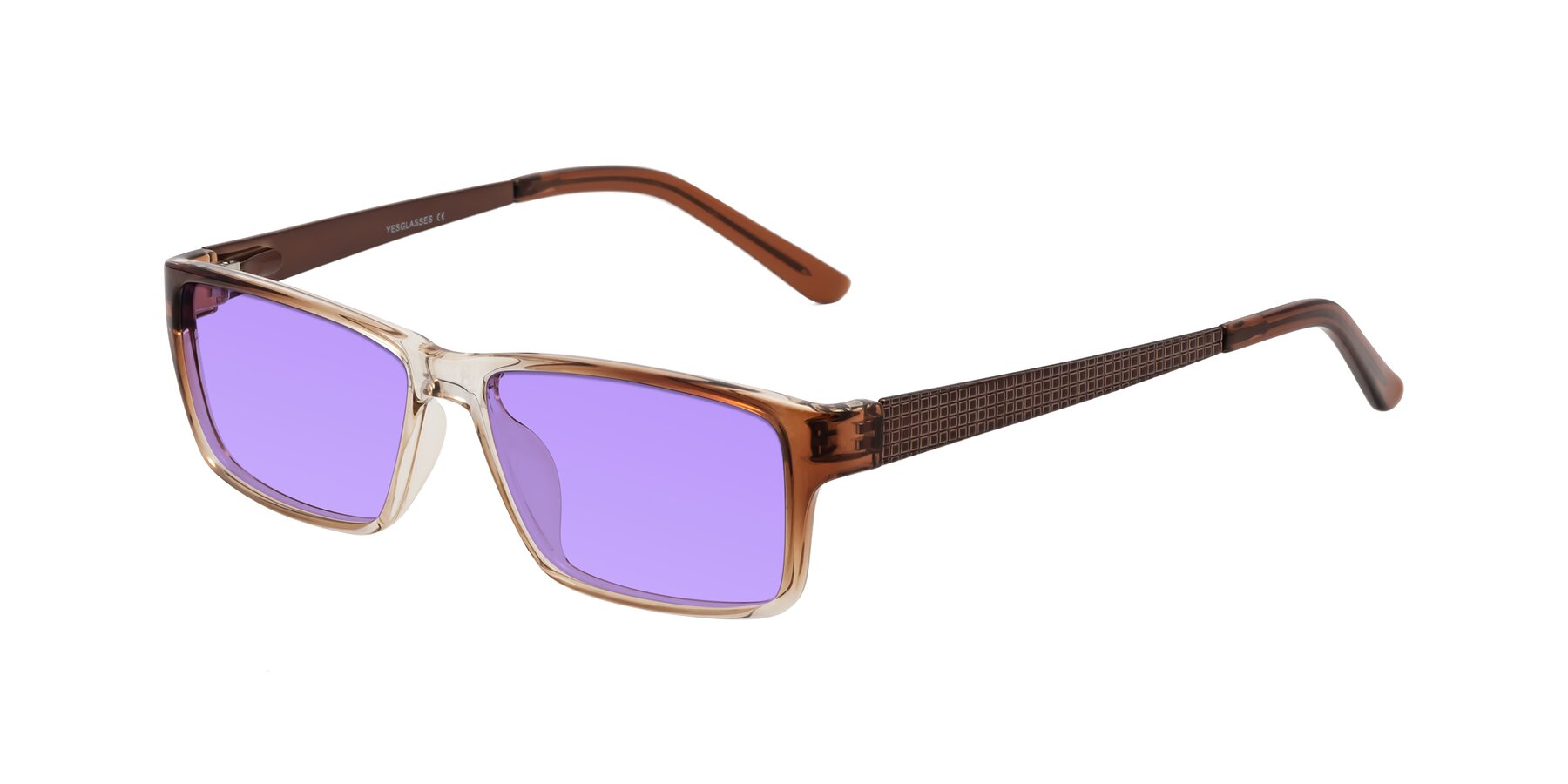 Angle of Natural in Gradient Brown with Medium Purple Tinted Lenses