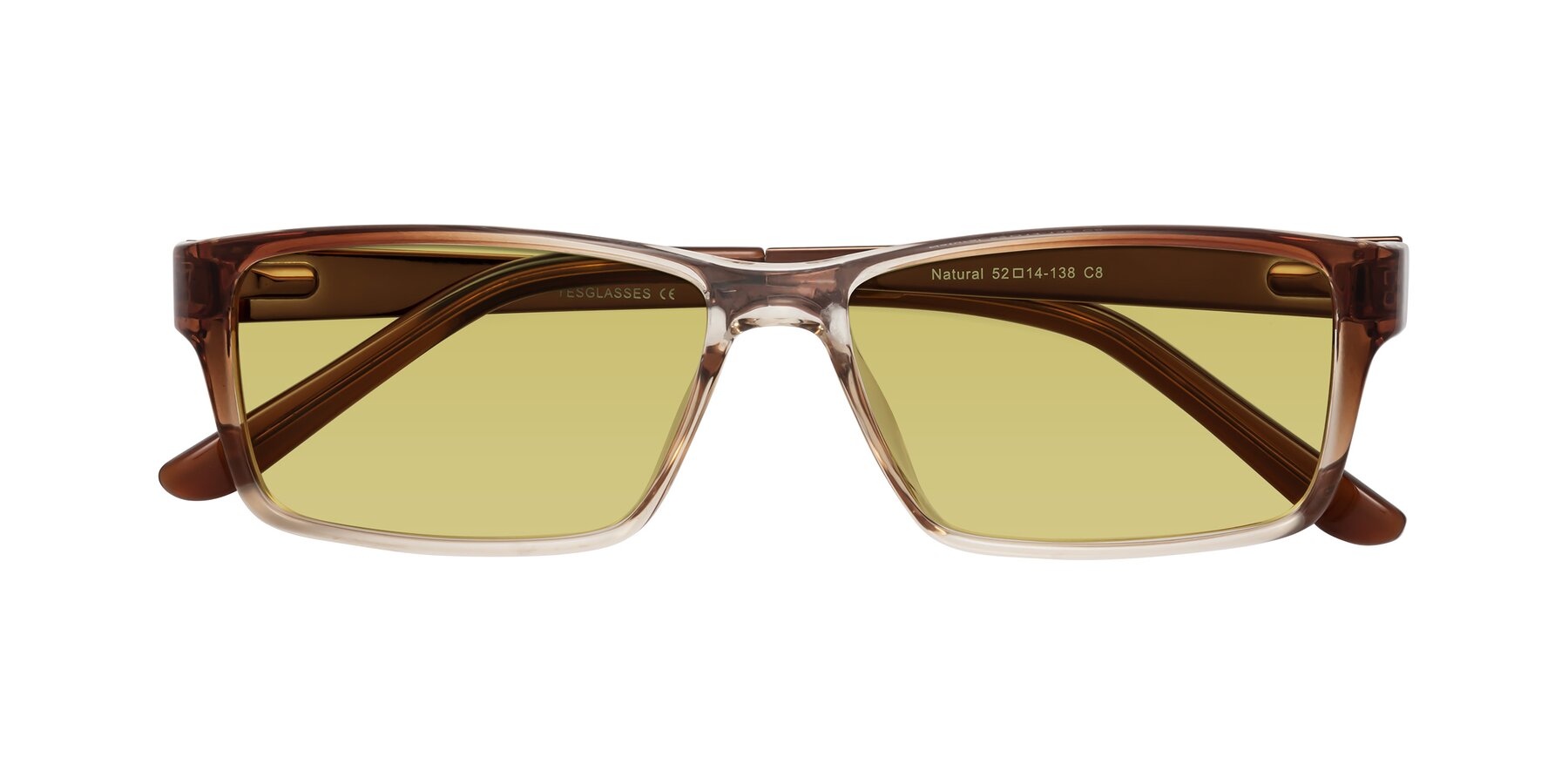 Folded Front of Natural in Gradient Brown with Medium Champagne Tinted Lenses