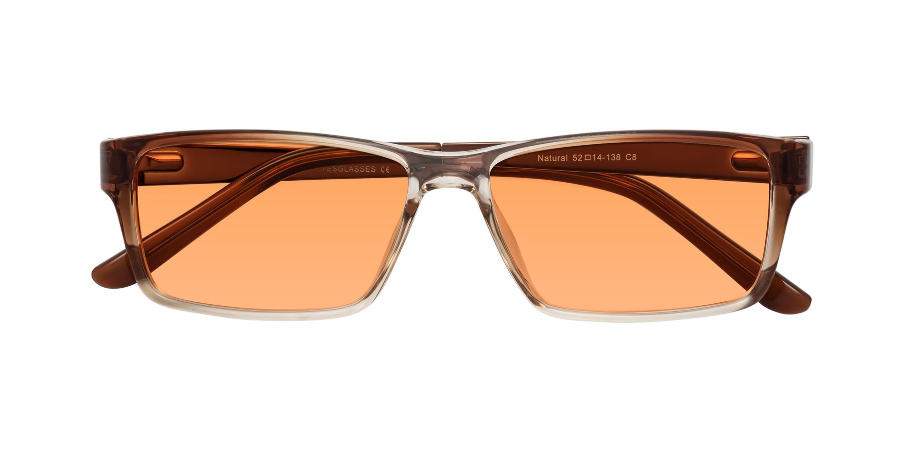 Folded Front of Natural in Gradient Brown with Medium Orange Tinted Lenses