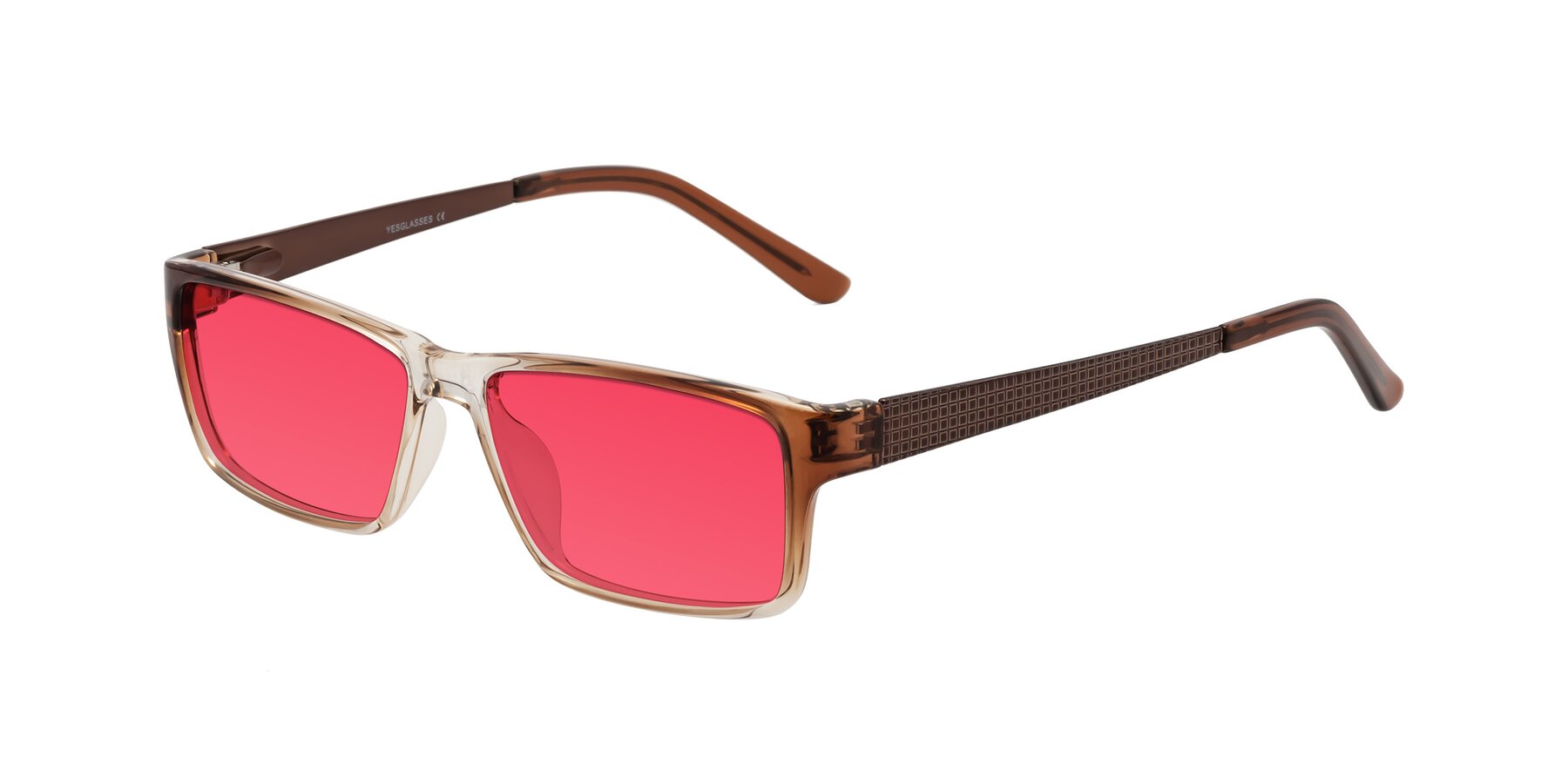 Angle of Natural in Gradient Brown with Red Tinted Lenses