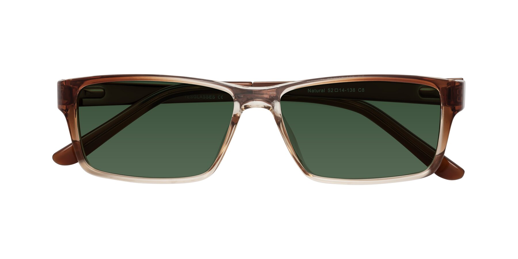 Folded Front of Natural in Gradient Brown with Green Tinted Lenses