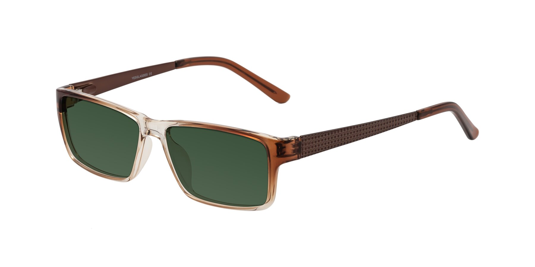 Angle of Natural in Gradient Brown with Green Tinted Lenses