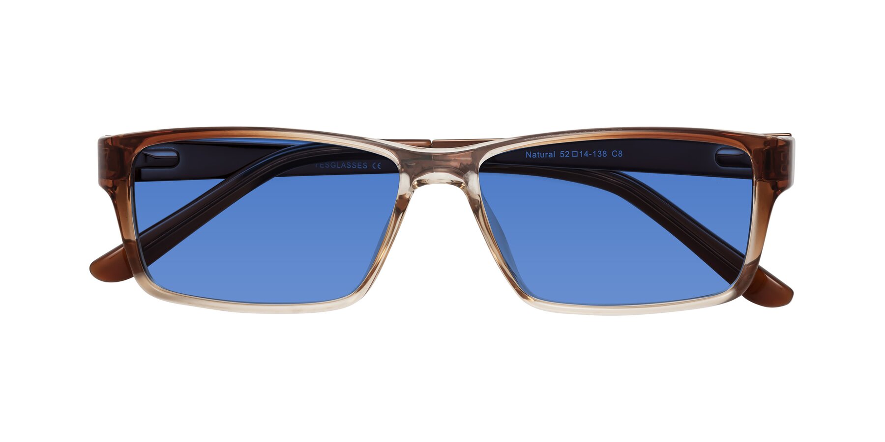 Folded Front of Natural in Gradient Brown with Blue Tinted Lenses