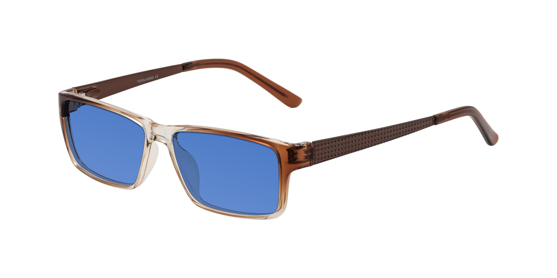 Angle of Natural in Gradient Brown with Blue Tinted Lenses