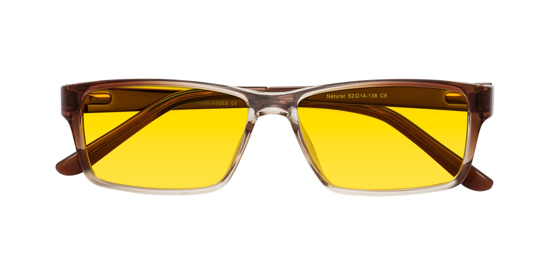 Folded Front of Natural in Gradient Brown with Yellow Tinted Lenses